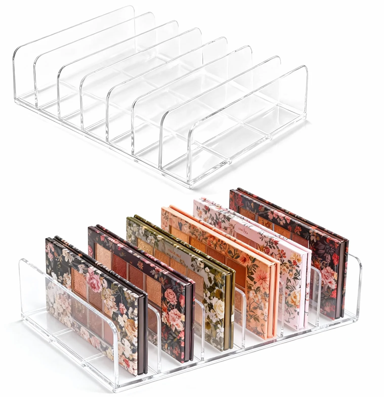 VOSSOT 2 Przezroczyste Uchwyty na Płyty CD z Akrylu, Regał do Przechowywania Płyt CD i DVD, Organizer na Toaletkę, Organizer na Kasety, Kasety do Gier, Książek, 17 × 12,5 × 4 cm