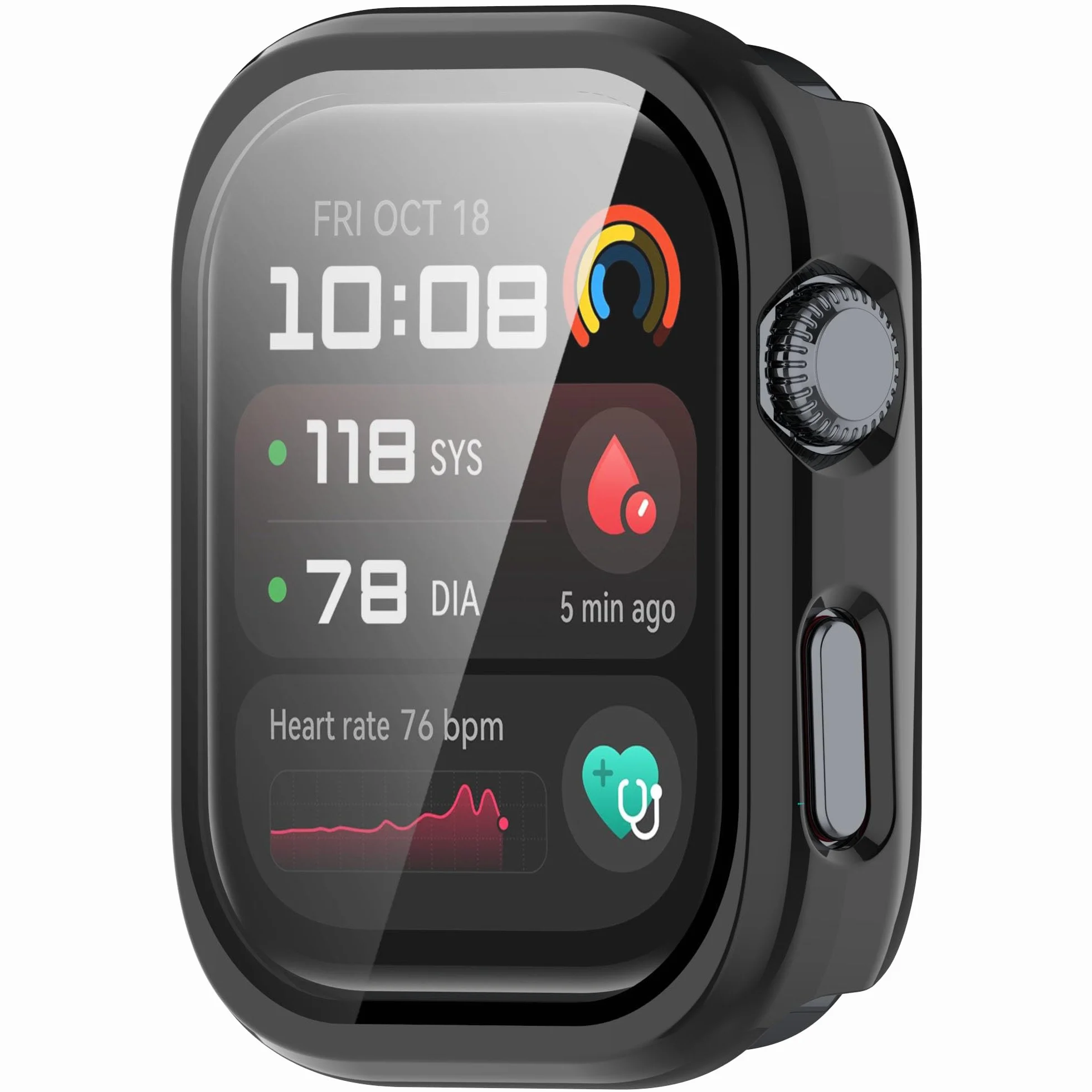 FTRONGRT Etui kompatybilne z Huawei Watch D2, PC + folia hartowana na ekran, odporne na zarysowania, kompleksowe etui do zegarka Huawei Watch D2, czarne