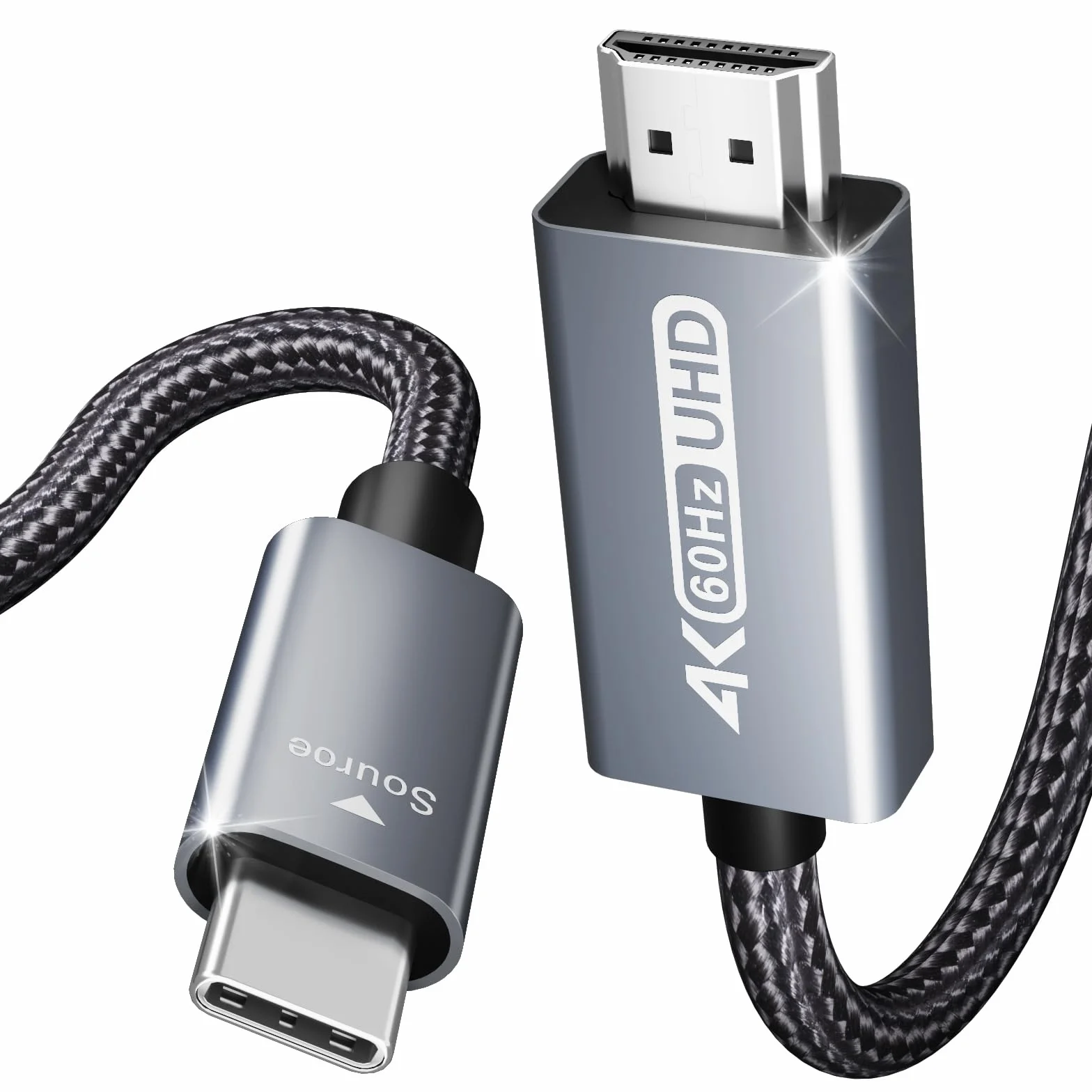 BENFEI Kabel USB C na HDMI 1,8 m [4K przy 60 Hz, aluminiowa powłoka, pleciony nylonowy], Thunderbolt 3/4 kompatybilny z iPhone 15 Pro/Max, MacBook Pro/Air 2023, iPad Pro, Surface Book 2, Galaxy S23 i