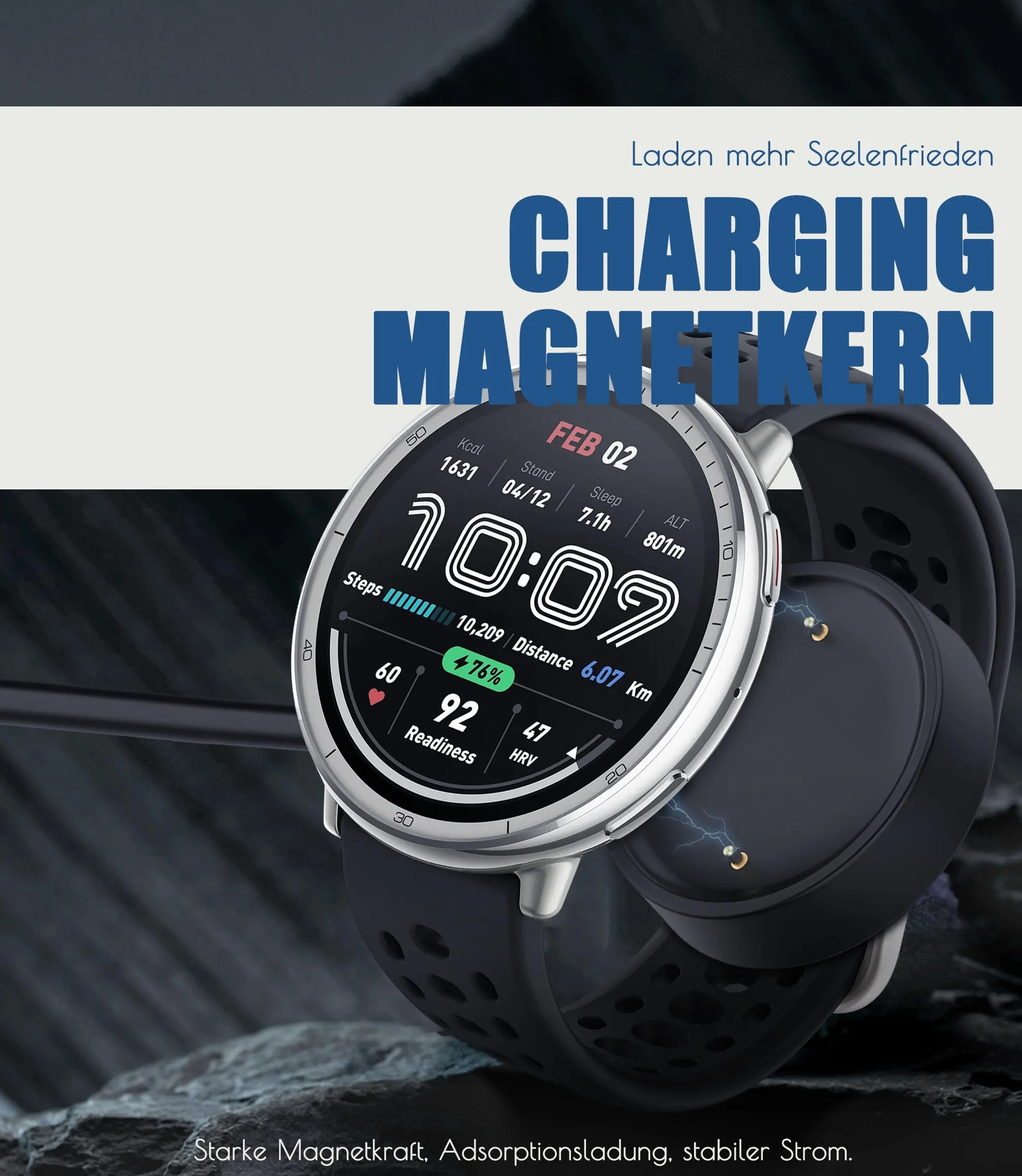 Ładowarka USB C kompatybilna z Amazfit Active 2 / Bip 6 100 cm, czarna