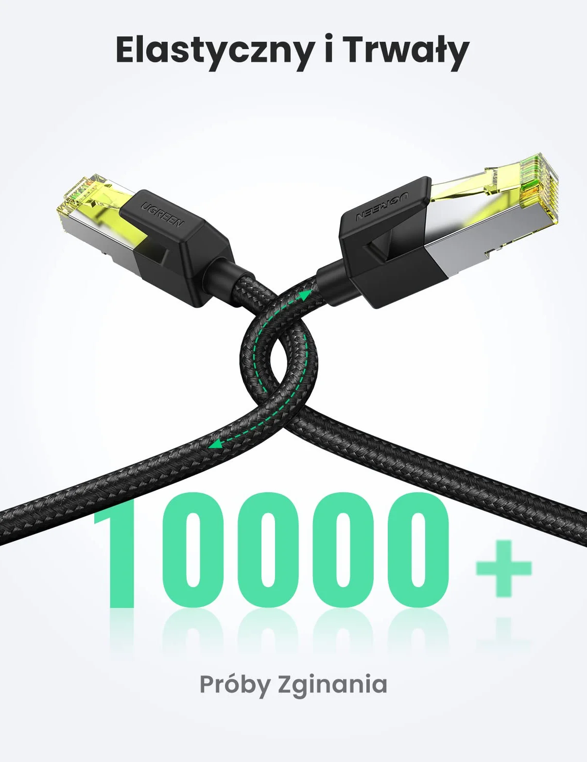 UGREEN Kabel Ethernet Cat7 RJ45 Nylon 10Gbps 600MHz Cat7 kompatybilny z routerem PS5 Xbox One Switch modemu TV itp. (3M)