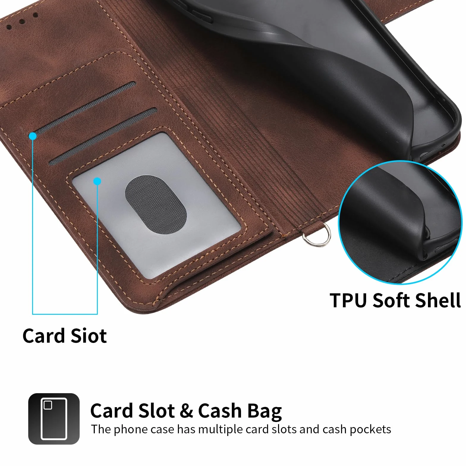 Etui na telefon Auslbin Flower dla Xiaomi Poco X6 Pro 5G/ Redmi K70e 6.67", 5 miejsc na karty Etui ochronne ze skóry PU w stylu vintage dla Poco X6 Pro 5G/ K70e, brązowy