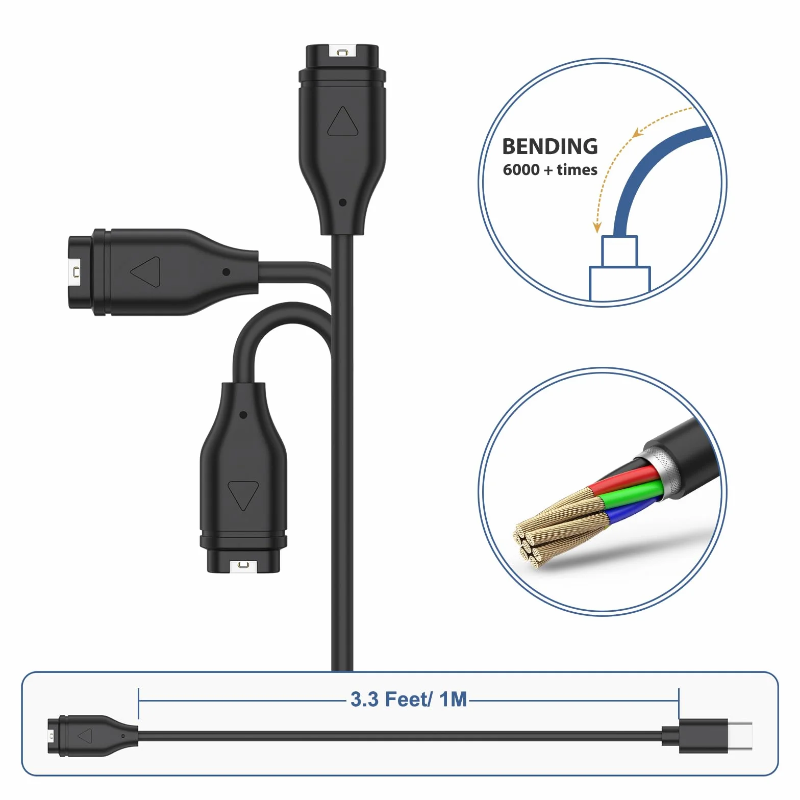 Kabel do ładowania Garmin Approach S10/S40/S60/S62 USB-C Stacja Ładowania Czarny
