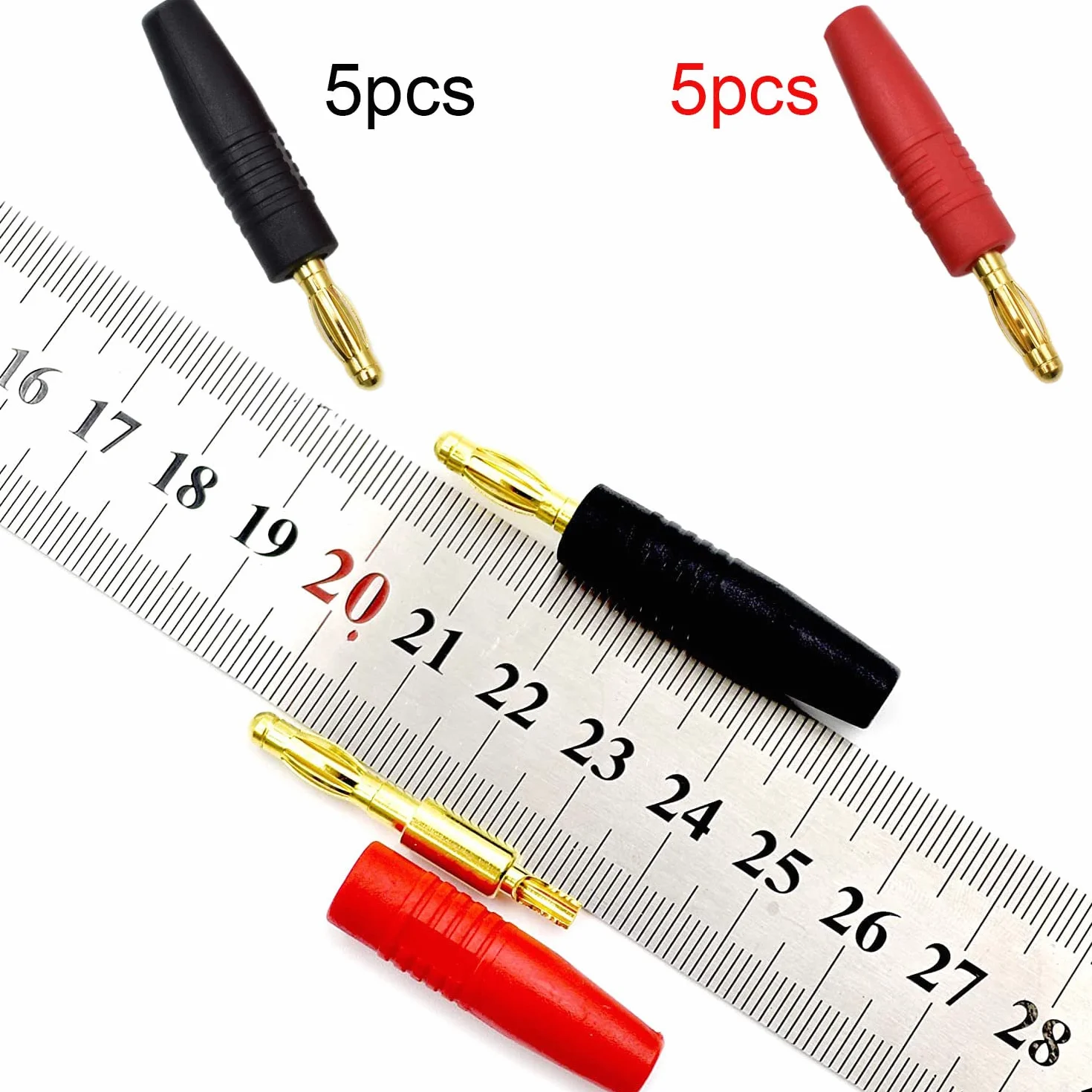 RUNCCI-YUN 10 sztuk 4 mm wtyk bananowy, wtyk głośnika, pozłacany typ lutowania, do multimetru, przewodów pomiarowych, kabli głośnikowych, adapter ładowarki RC Lipo
