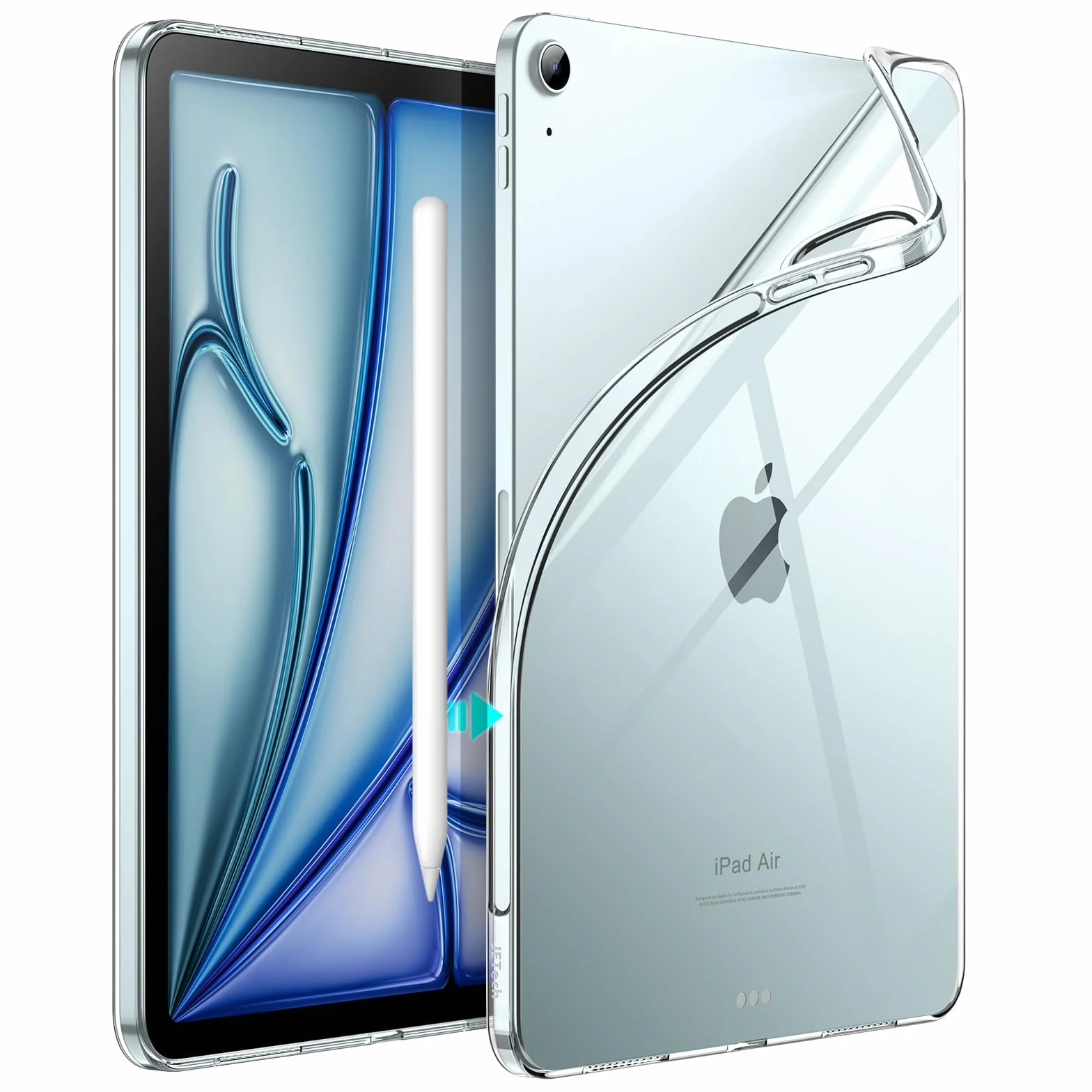 JETech Etui dla iPad Air 11 Cala M4/M3/M2 (2026/2025/2024), iPad Air 5/4 (Model 2022/2020, 5e/4e Gen), Miękki TPU Tabletu Case, Wspierać Pencil Pro/Pencil 2 Ładowania (Przezroczyste)