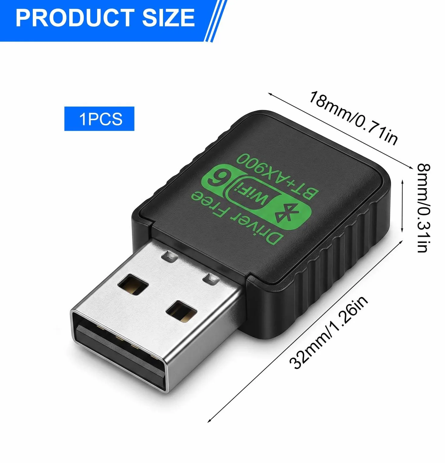 Adapter WiFi 6 Bluetooth USB WLAN Stick WLAN Adapter PC Bluetooth Dongle - AX900 Dual Band 5GHz 600 Mbit/s, USB Bluetooth Adapter do PC Windows Linux