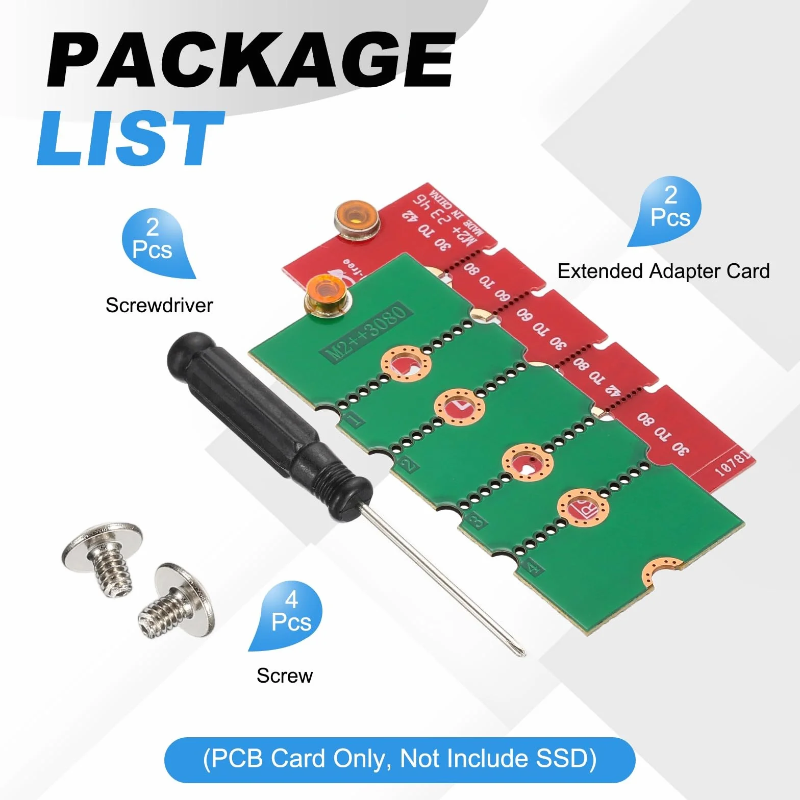 PATIKIL M2 NVME SSD rozszerzony adapter transferu karty 2230 2242 2260 2280, 2 szt. adapter przedłużający M.2 zmiana na długi rozmiar ze śrubokrętami do domowego biura, kawiarenek internetowych