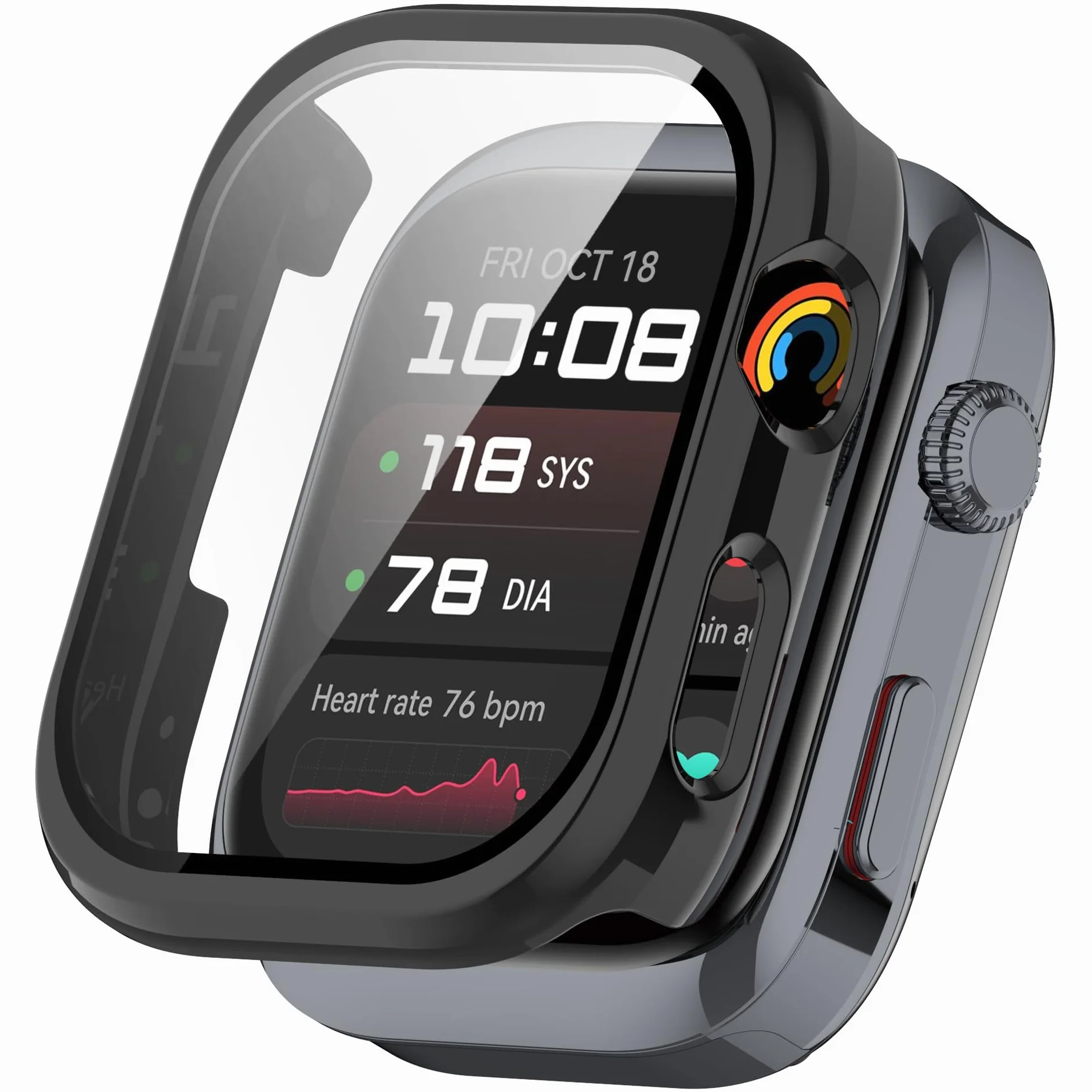 FTRONGRT Etui kompatybilne z Huawei Watch D2, PC + folia hartowana na ekran, odporne na zarysowania, kompleksowe etui do zegarka Huawei Watch D2, czarne