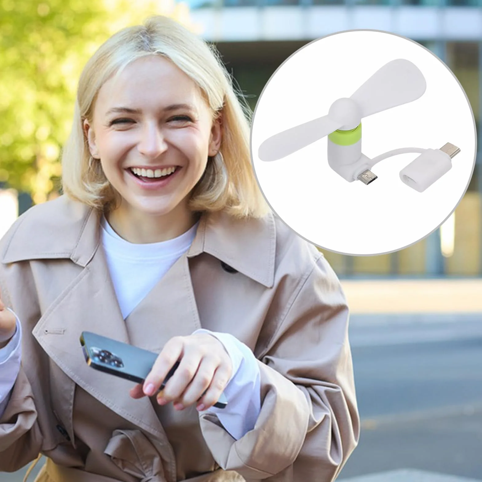 Mini wentylator do telefonu 5 szt. USB 2 w 1 przenośny