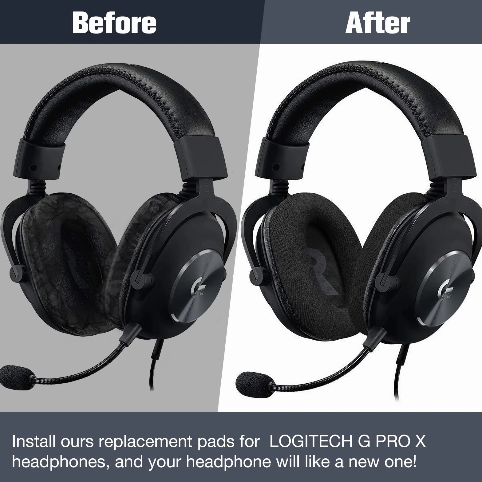 Logitech G Pro X Zestaw słuchawkowy, zapasowe słuchawki douszne, czarny aksamit