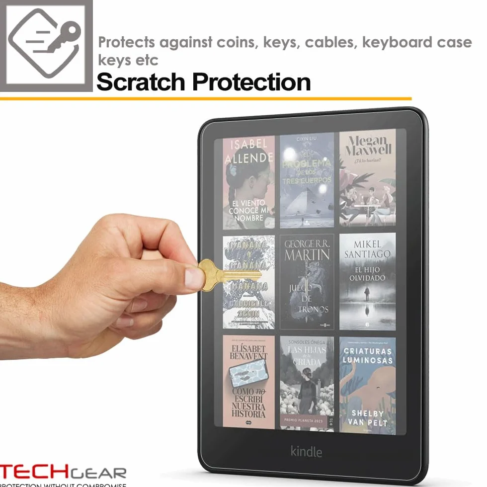 TECHGEAR Pełna osłona ekranu dla 7-calowego Amazon Kindle Paperwhite/Signature/Paperwhite Kids/Kindle Colorsoft (wydanie 2024 / 12. generacji) CLEAR pełna osłona ekranu wyświetlacza LCD