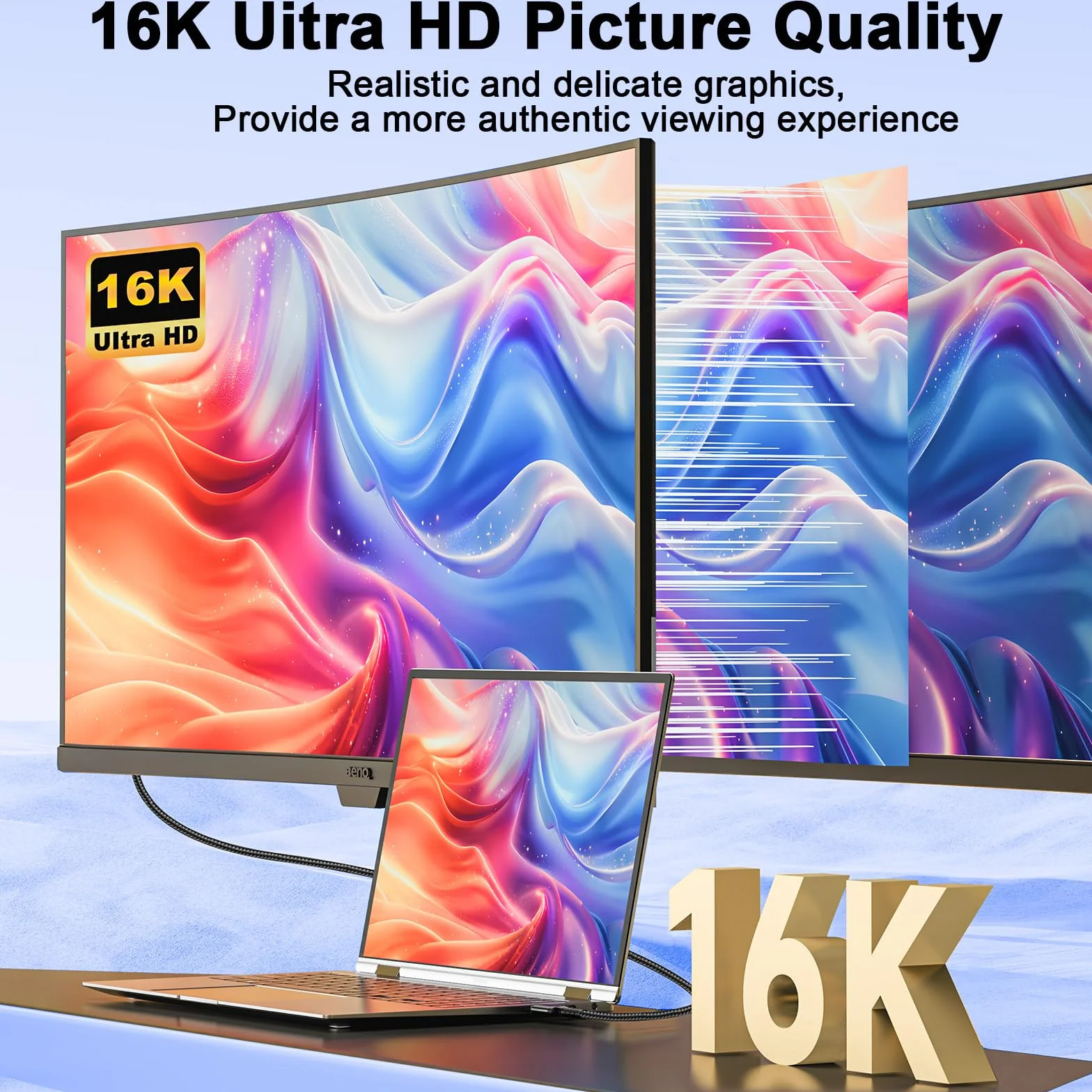Kabel 16K HDMI 2.2, 96 Gbit/s, ultra High Speed ​​16K 60Hz 8K 240Hz 4K 480Hz, do PS5 // TV/komputer gamingowy/monitor/projektor (3 m)