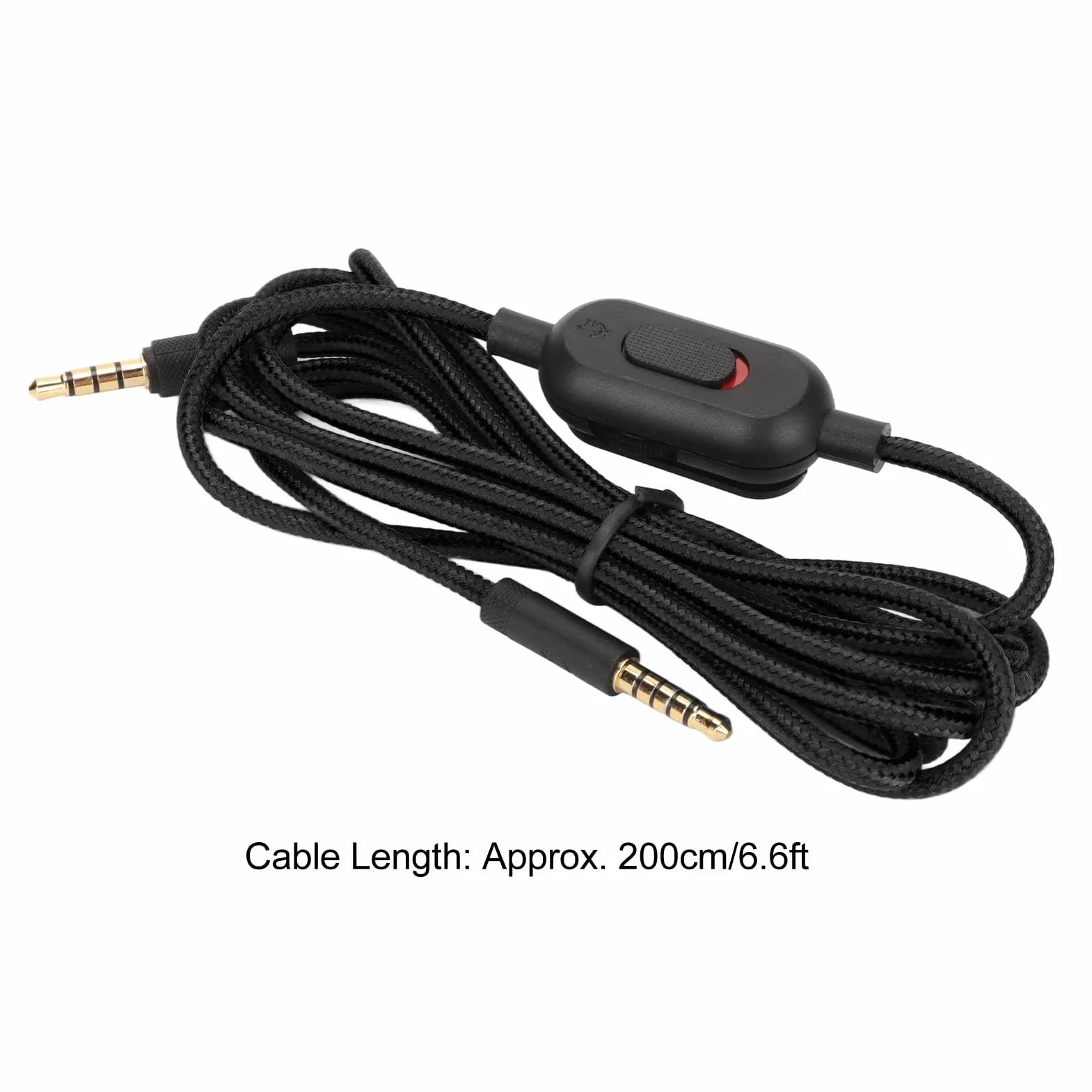Ausla Zamienny kabel audio do słuchawek, kompatybilny z G Pro G Pro X G433 G233 200 cm wyciszenie, regulator głośności (czarny)