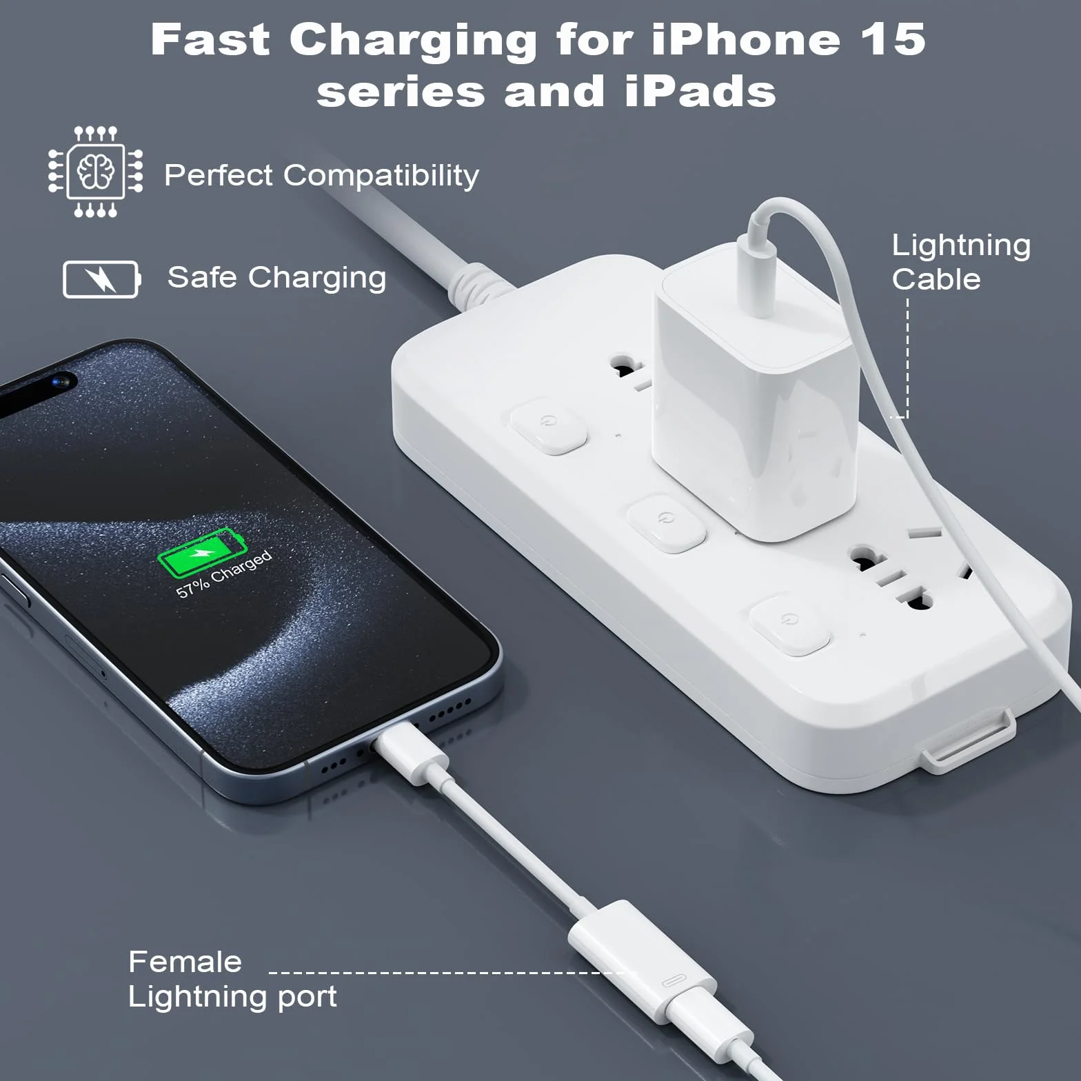 AXFEE Adapter słuchawkowy USB C na Light-ning typu C na Light-ning, do i-Phone 15 i-Pad Air i-Pad Mini 6 MacBook, Galaxy S22 ULT, ładowanie 3 w 1, transfer danych/adapter