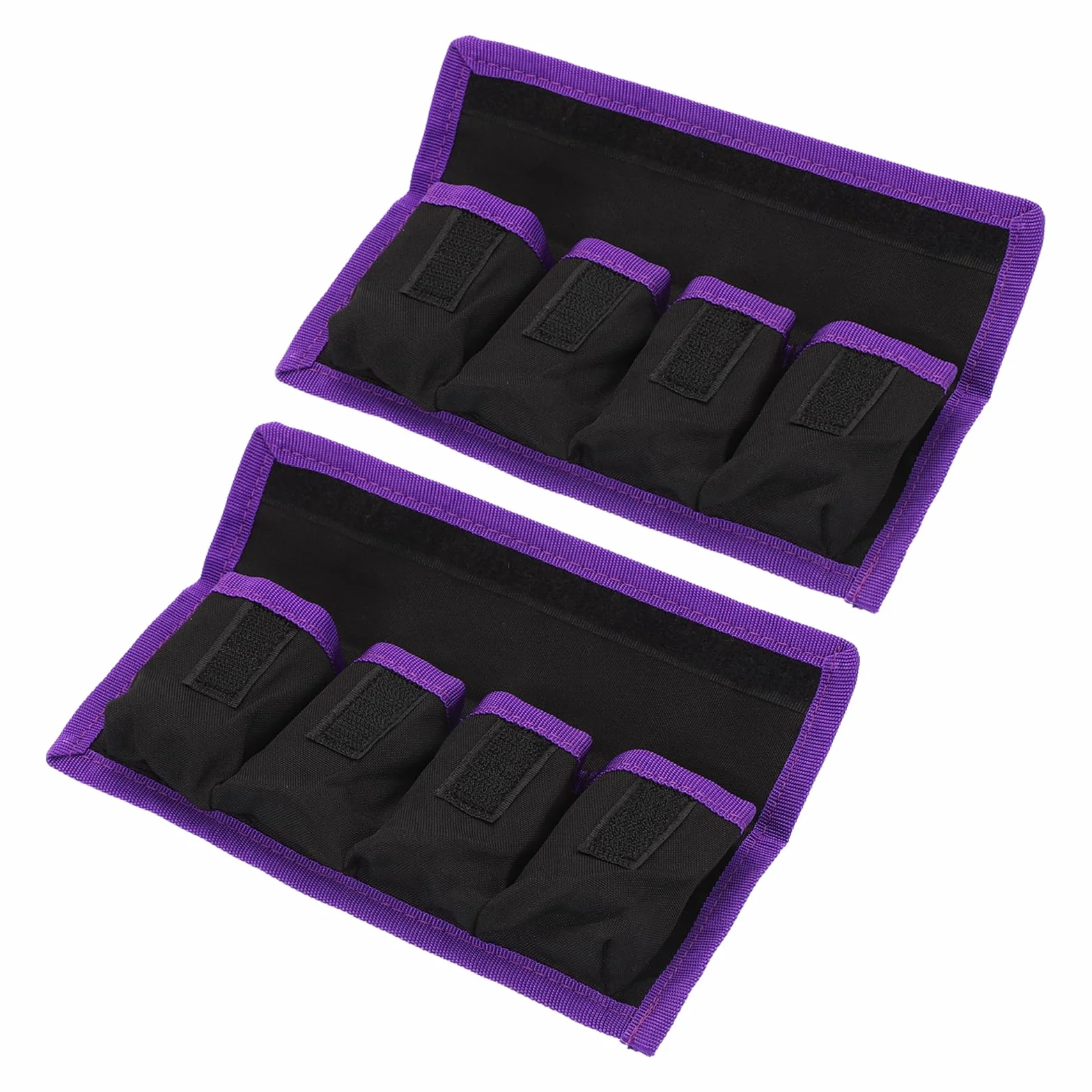 PATIKIL Etui na baterie do aparatu 4 kieszonkowe nylonowe torba do przechowywania baterii AAA LP-E6 LP-E8 NP-FW50 EN-EL14 EN-EL15 Fioletowy 21.6x9x2cm