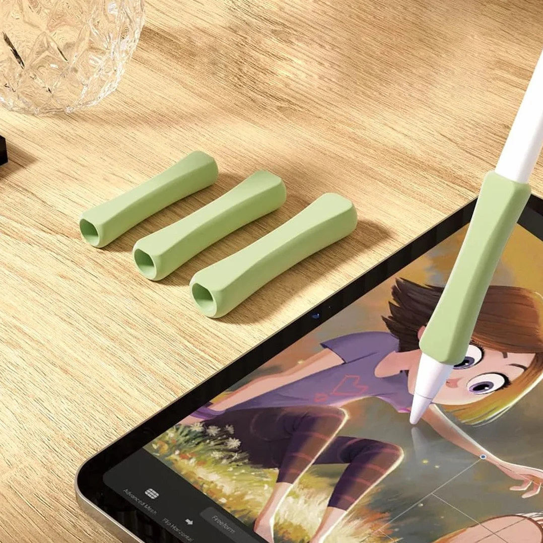 WeddHuis 3 sztuki uchwyt iPadPencil silikonowy ergonomiczny etui akcesoria Grip kompatybilny z iPad Pencil Pro, iPad Pencil2. (Różowy+Fioletowy+Zielony)