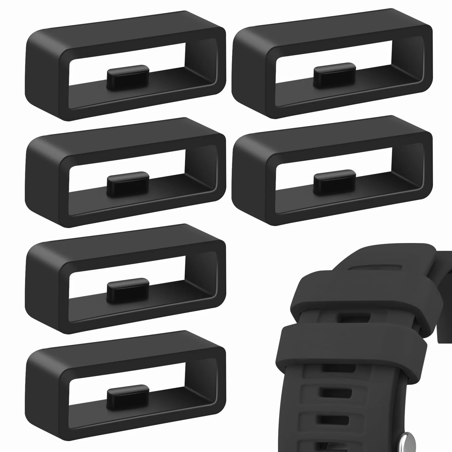 Vancle 6 sztuk szlufek kolorowy pasek do zegarka silikonowy pasek zapasowy pasek 20 mm 22 mm guma unisex bransoletka pierścień zamykający Safe Keeper