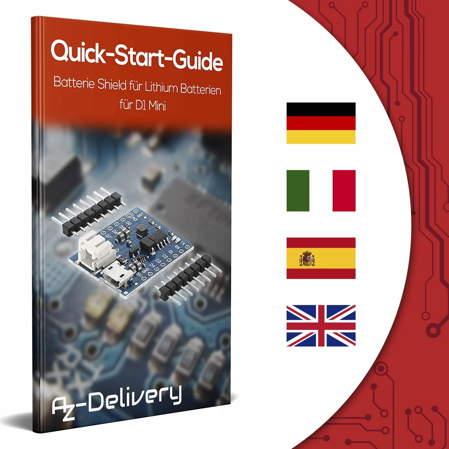 AZDelivery 3 x Battery Shield dla baterii litowych D1 Mini