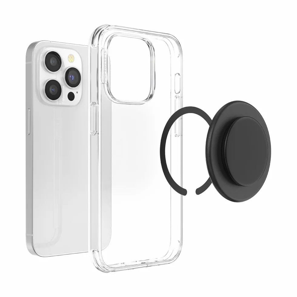PopSockets: Pierścień Adaptera do MagSafe - Przyklejany Magnetyczny Pierścień Adaptera do iPhone (iPhone z serii 11 i Starszych) Niezgodnych z MagSafe Lub Telefonów z Android - Black