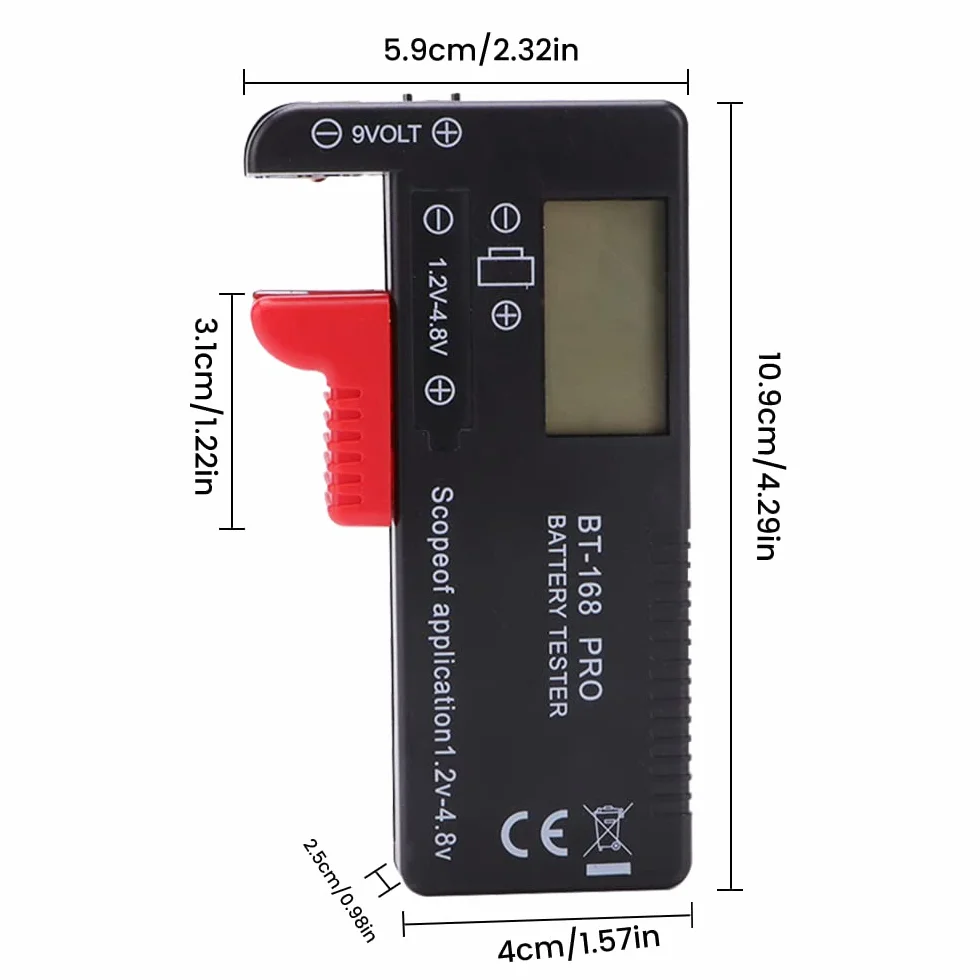 VooGenzek BT-168 PRO Cyfrowy Tester Baterii uniwersalny do AA AAA C D 9V 1.5V 18650