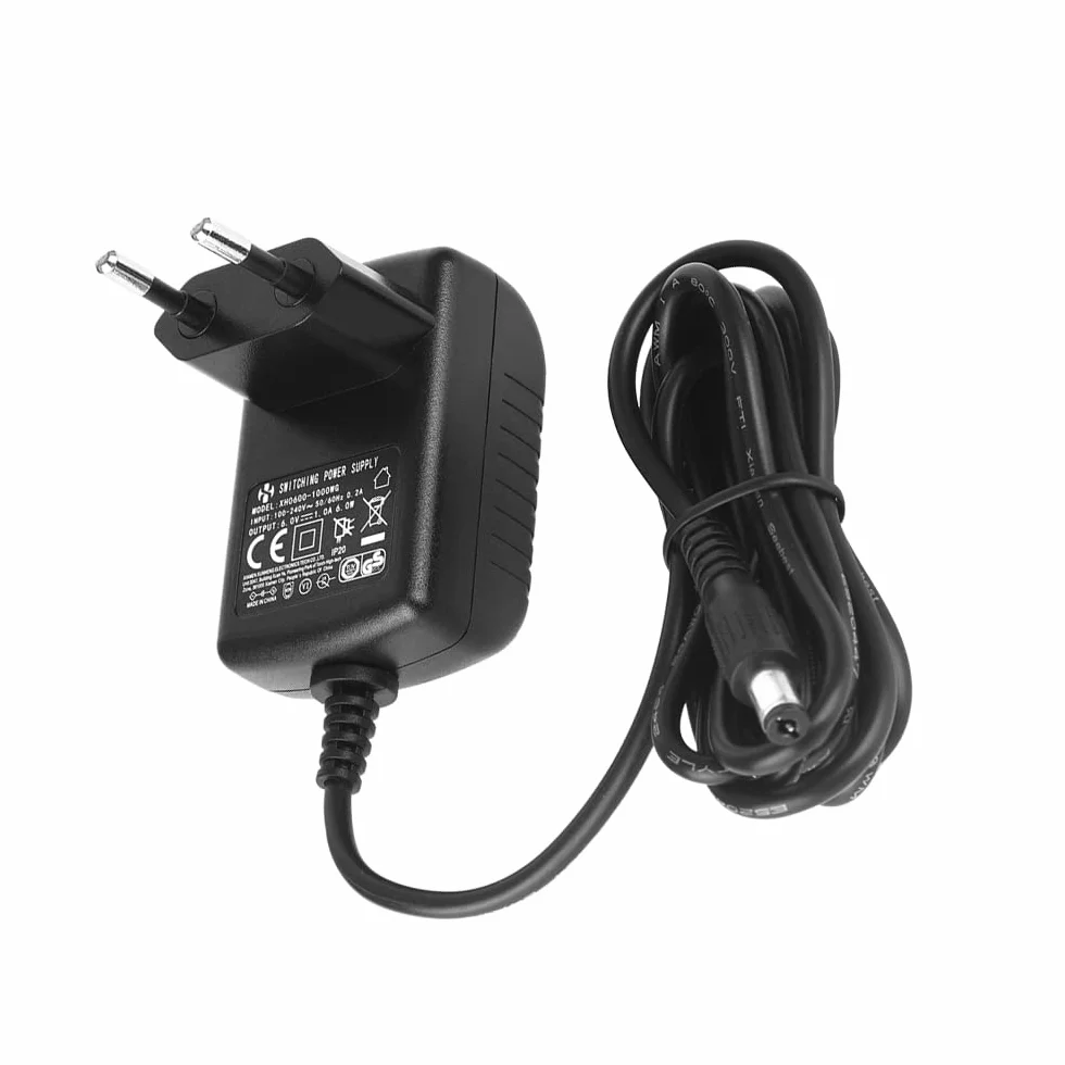 Zasilacz DC 6 V, 1 A, 1000 mA, wtyczka 5,5 mm x 2,1 mm, z wtyczką 3,5 mm x 1,35 mm, 4,0 mm x 1,7 mm.