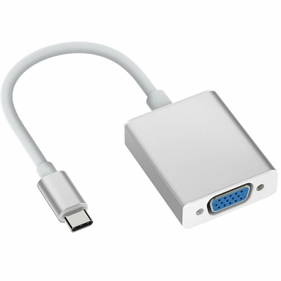 Adapter USB C na VGA konwerter Thunderbolt 3 kompatybilny z MacBook Pro 2019 Samsung Galaxy srebrny