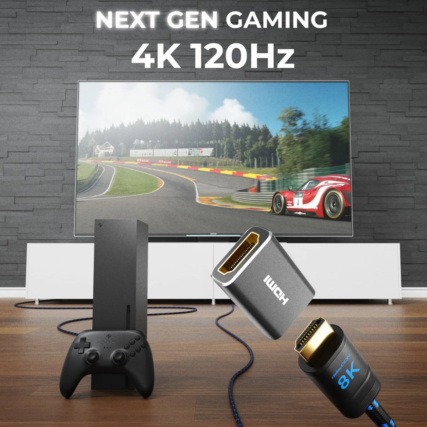 deleyCON Złączka HDMI 2.1 8K 48G Ultra High Speed Adapter Czarny