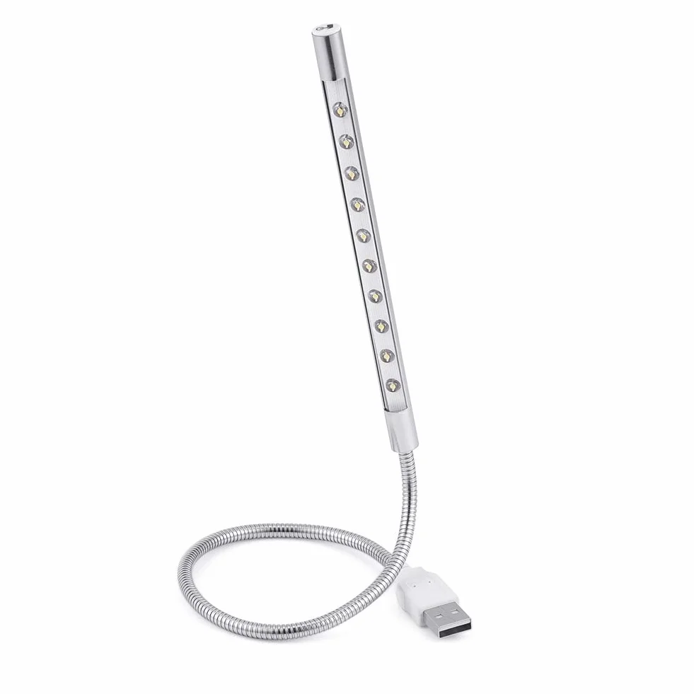 Lampa do Laptopa LED 1W USB Przenośna Klawiatura 10 Szt. Srebro
