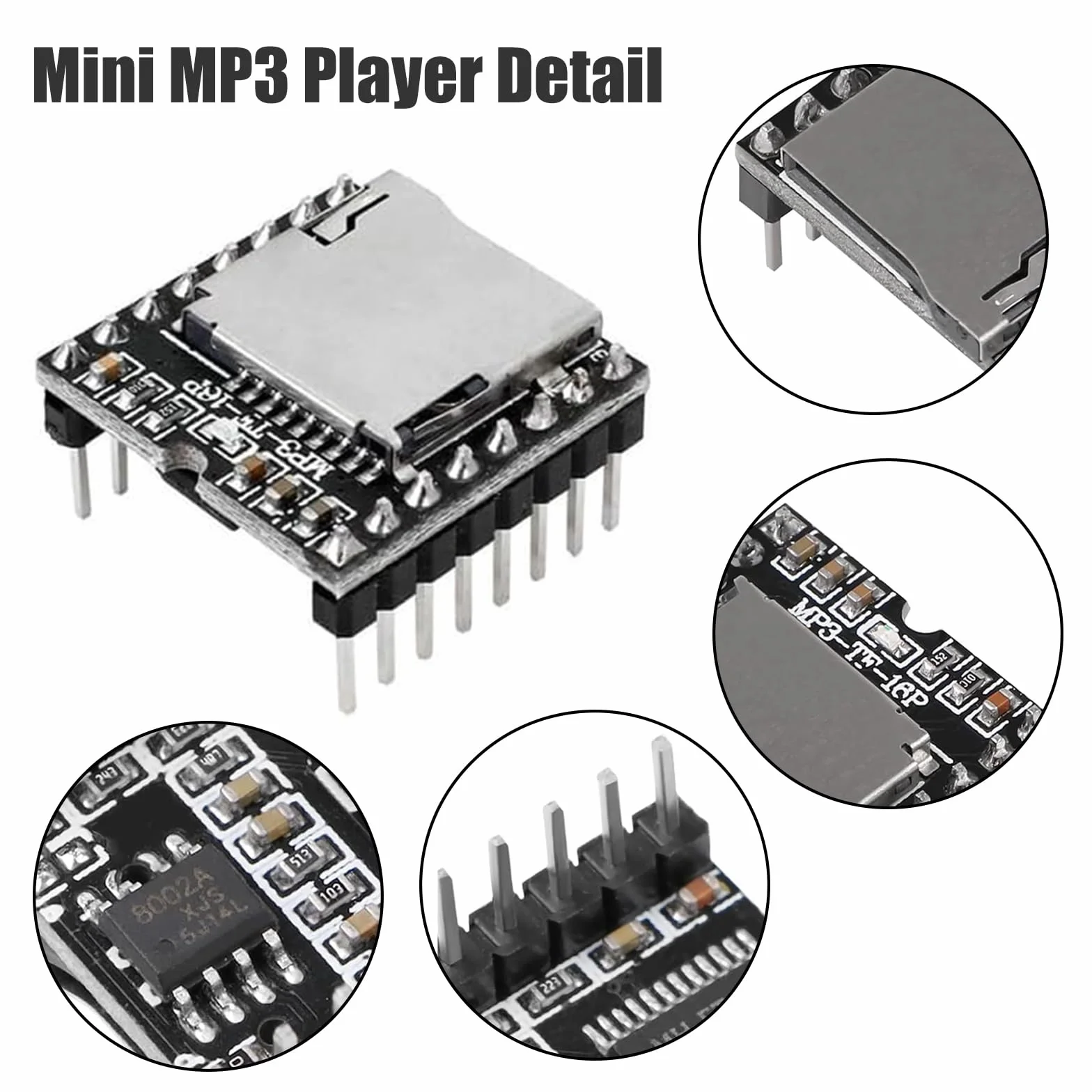 Mini moduł odtwarzacza MP3 Master, mini moduł odtwarzacza MP3, karta dekodera mowy MP3, 2 sztuki, obsługuje kartę TF U-Disk-E/A/interfejs serylowy/AD do DIY kompatybilny z Arduino