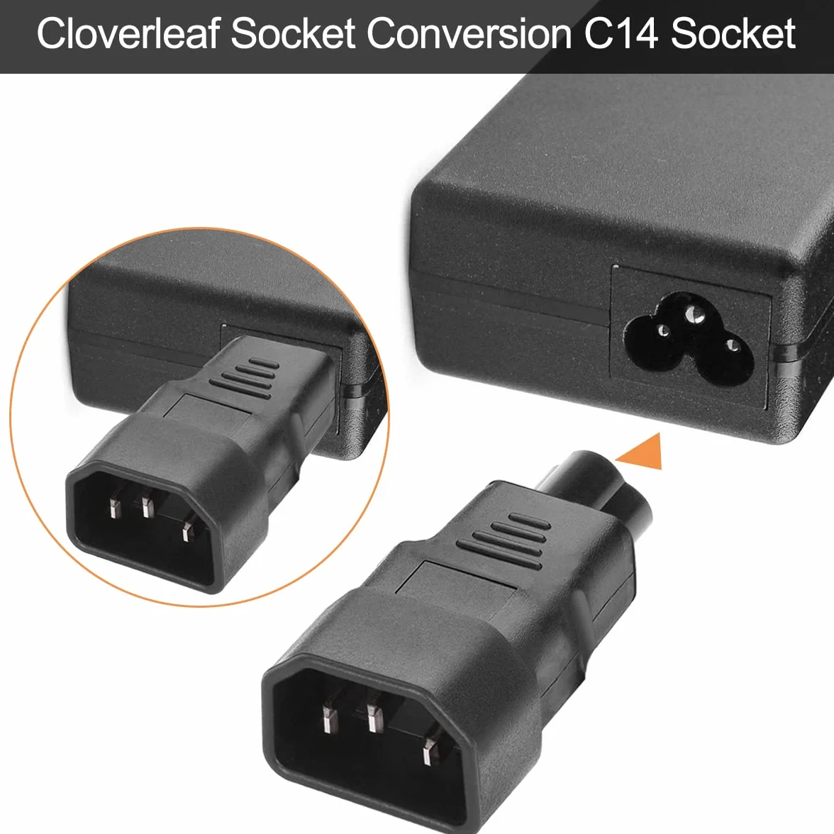 IEC C14/C13 do C5/C6 Cloverleaf zasilacz do Kettle, 3-pinowy męski żeński IEC320 AC 250 V 10 A konwerter gniazda wtykowego do monitora laptopa UPS, 2 szt