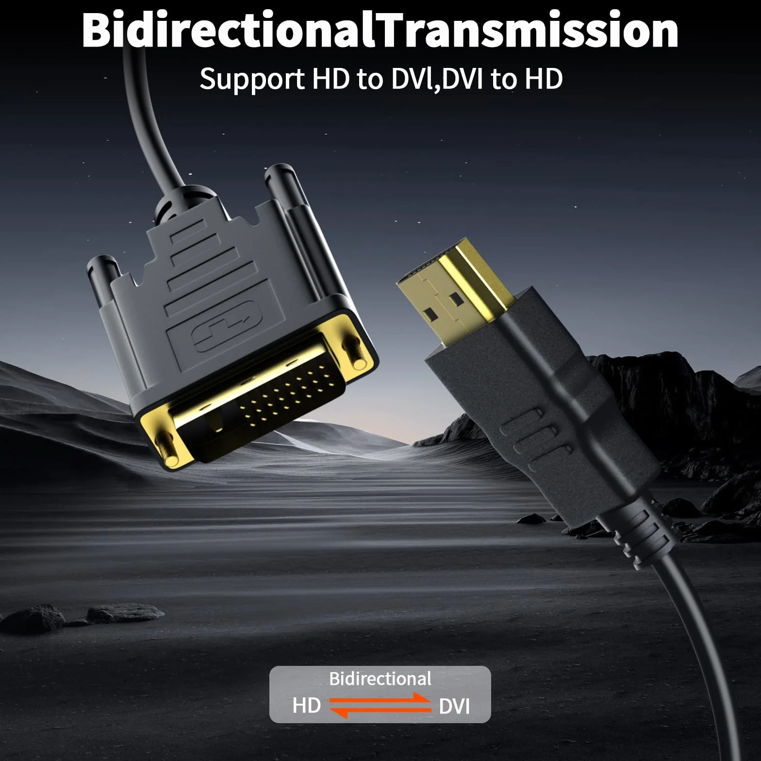 Kabel adaptera HDMI DVI, DVI-D 24 + 1 wtyczka na wtyk HDMI, konwerter HD 24+1, dwukierunkowy obsługuje projektor, laptop, telewizor, PC, odtwarzacz DVD (1 m)
