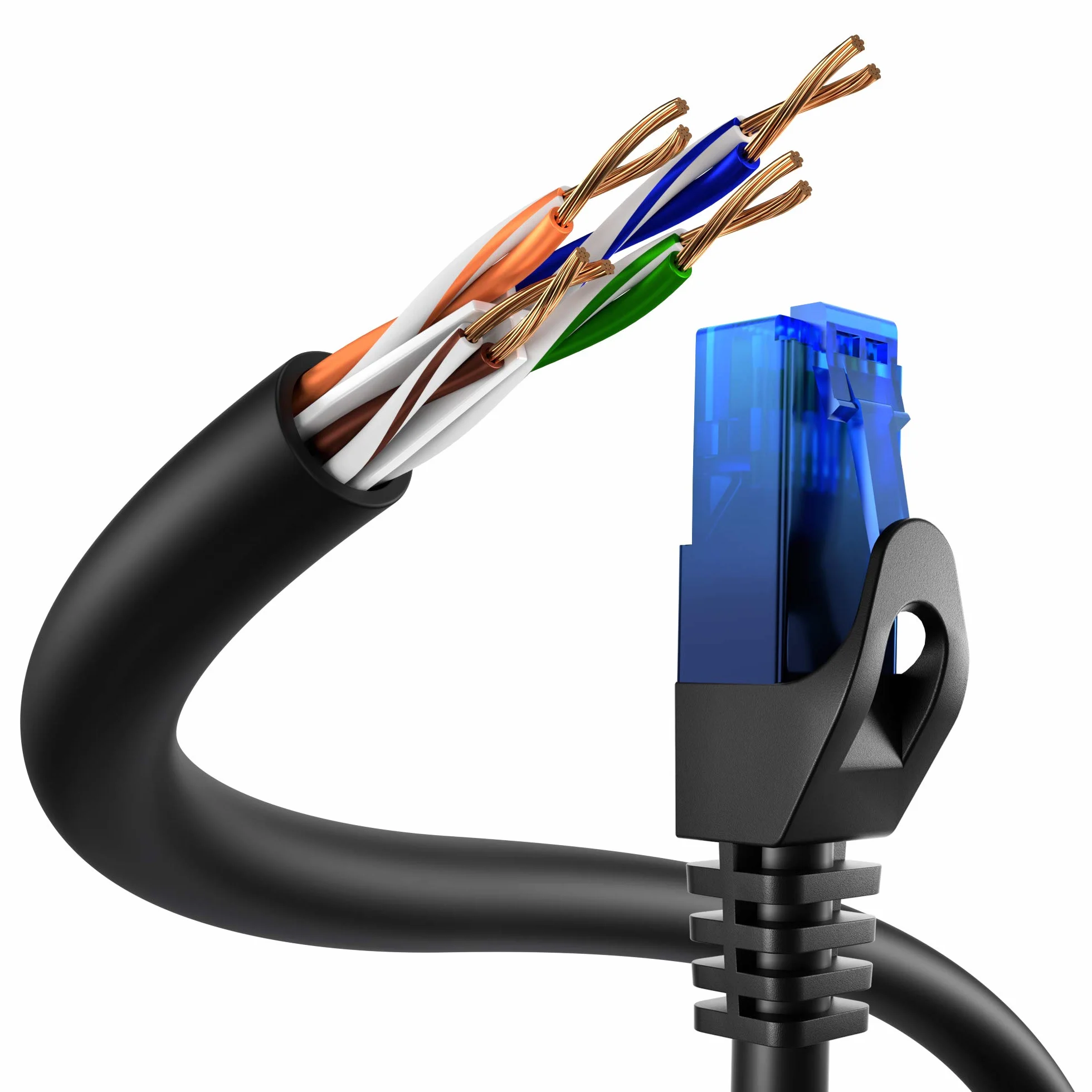 KabelDirekt – Kabel Sieciowy, Kabel Ethernet/LAN – 20m, dostępny w długościach od 0,25-30m (10 Gb/s, prędkość światłowodowa dla sieci gigabitowych, switch/router/modem z RJ45, czarny/niebieski)