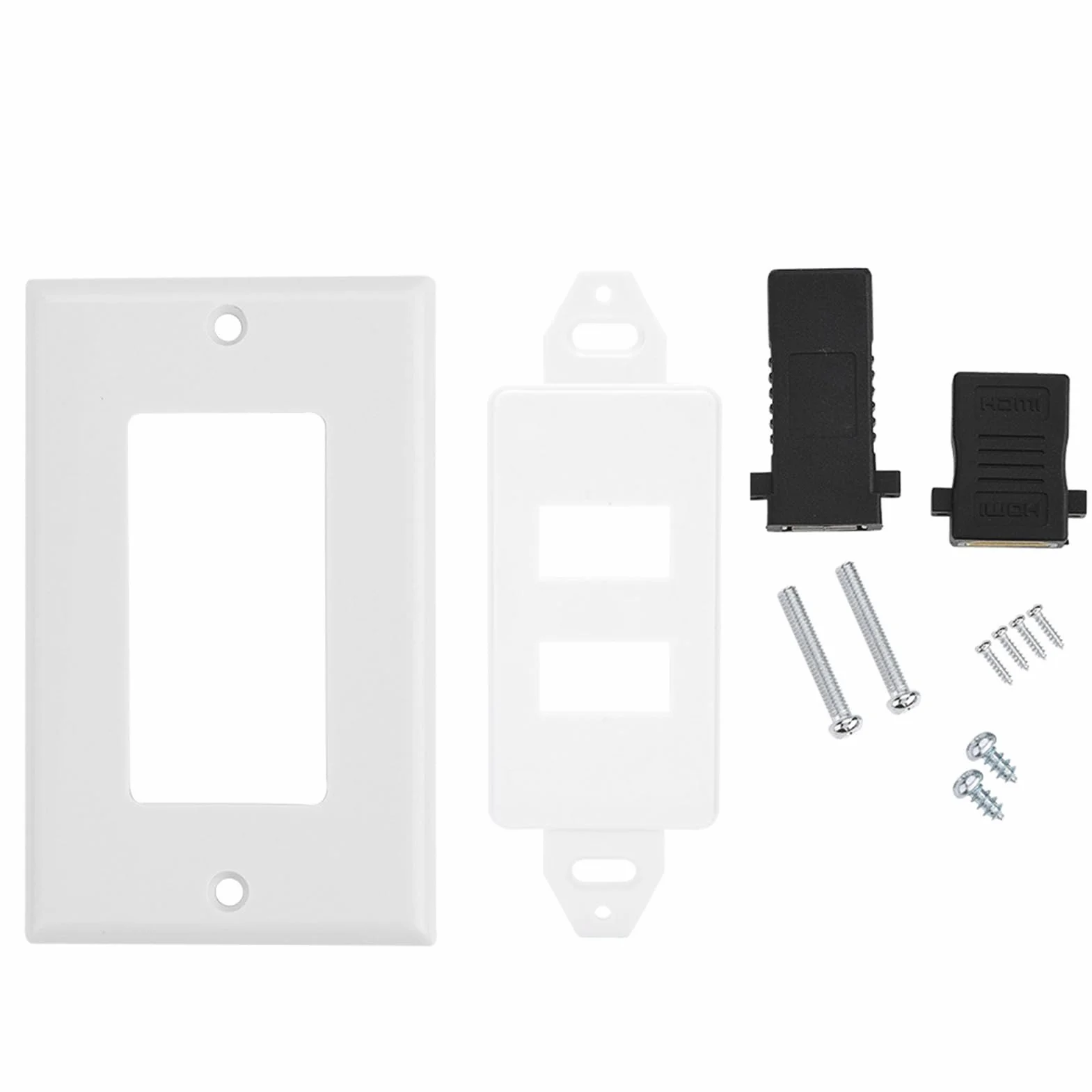Haofy 2 porty HDMI, USB 3.0, gniazdo ścienne, płyta USB, ładowarka elektryczna, złącze kompozytowe audio, złącze wideo, złącze płyty ściennej, 2 w 1, wyjście, przedłużacz, biały