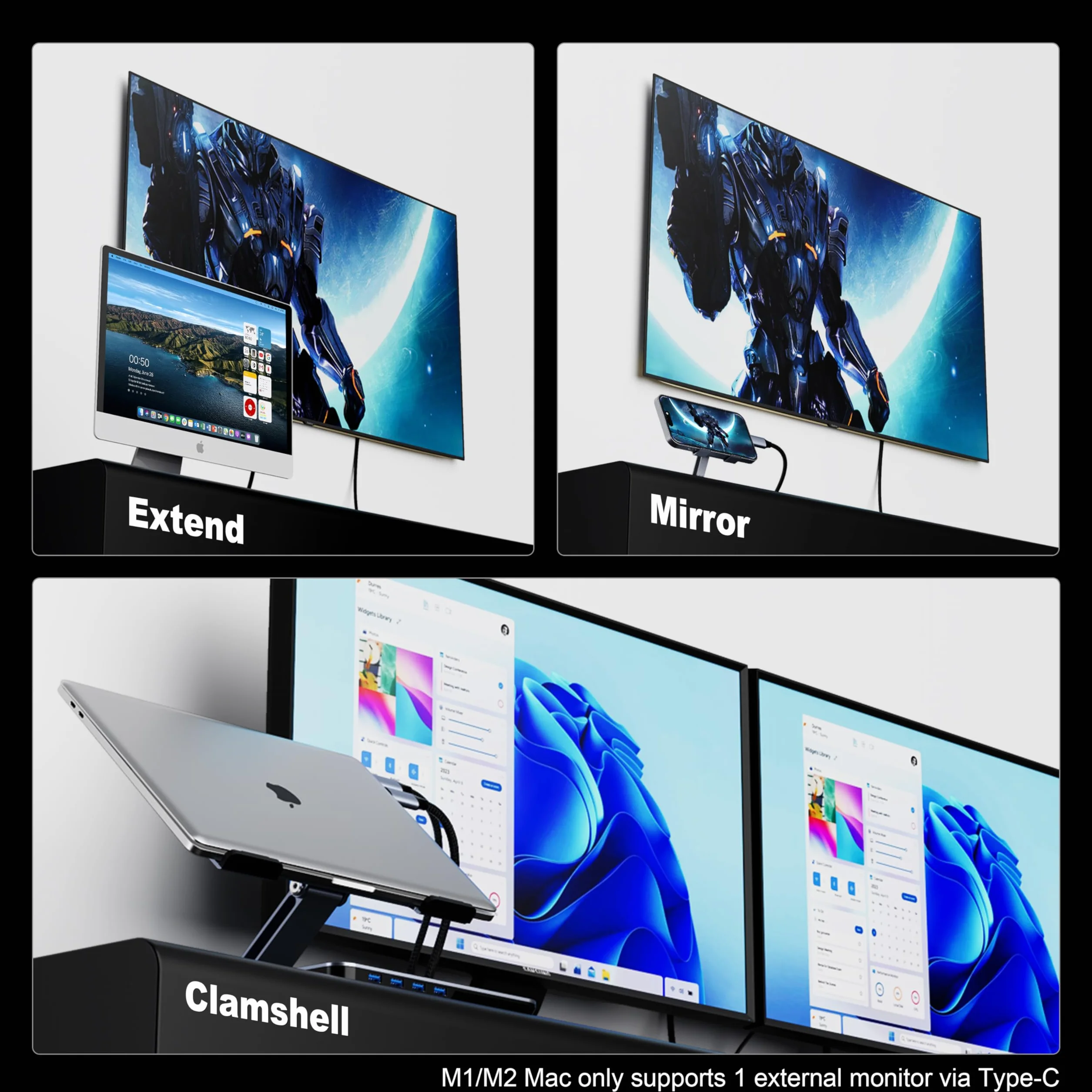 BENFEI Kabel USB C na HDMI 1,8 m [4K przy 60 Hz, aluminiowa powłoka, pleciony nylonowy], Thunderbolt 3/4 kompatybilny z iPhone 15 Pro/Max, MacBook Pro/Air 2023, iPad Pro, Surface Book 2, Galaxy S23 i