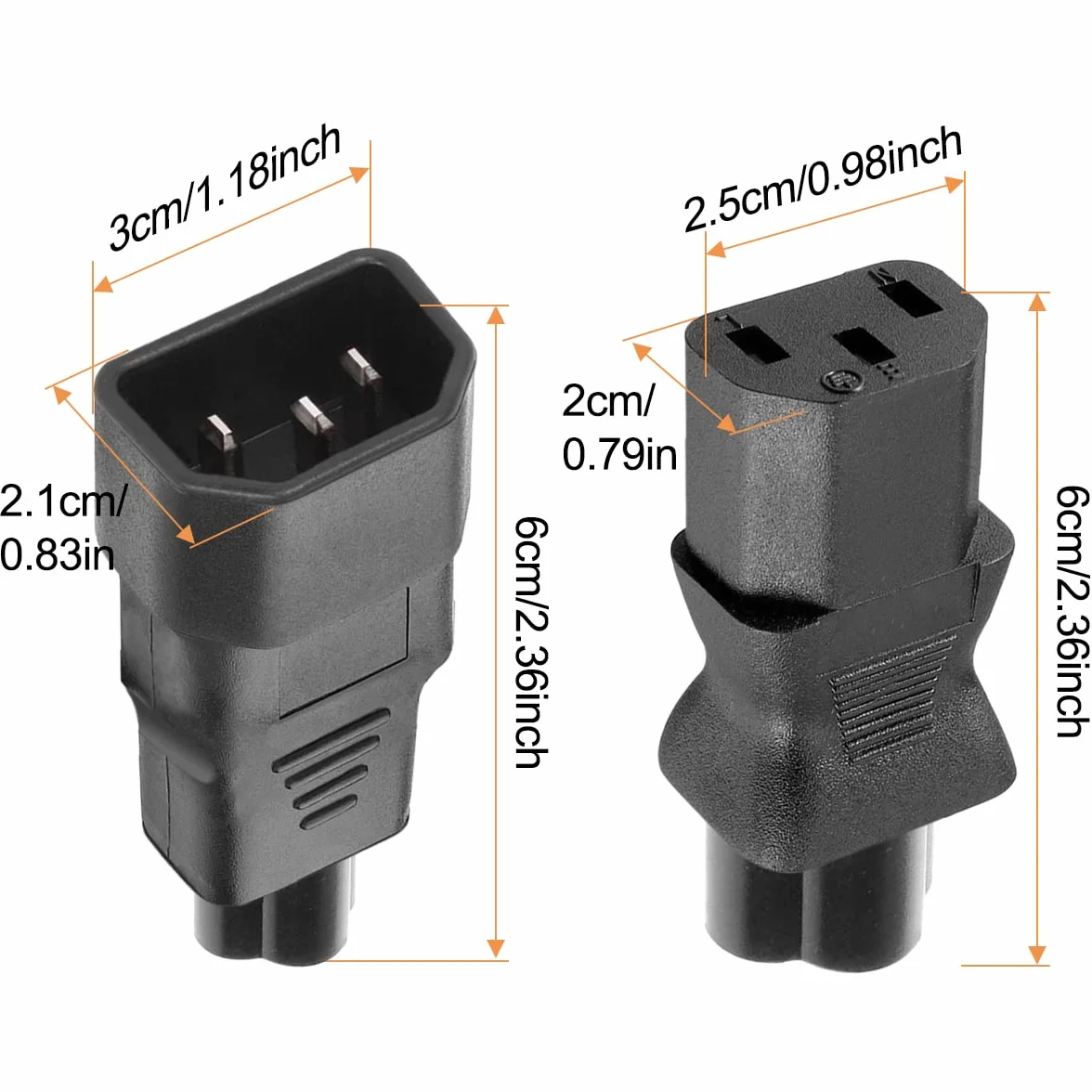 IEC C14/C13 do C5/C6 Cloverleaf zasilacz do Kettle, 3-pinowy męski żeński IEC320 AC 250 V 10 A konwerter gniazda wtykowego do monitora laptopa UPS, 2 szt