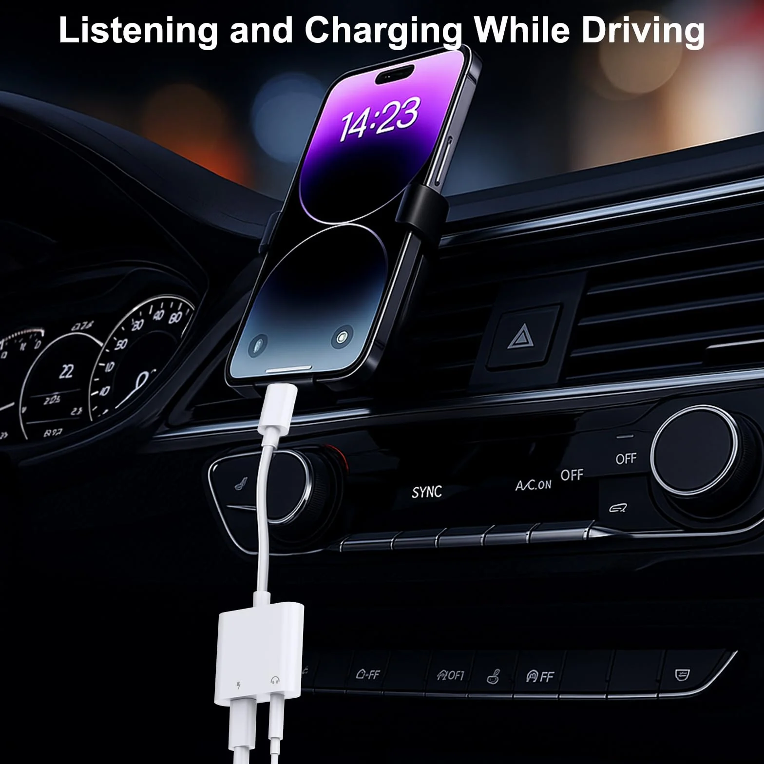 Oliveria Adapter Lightning na jack 【Certyfikat MFi】 dla iPhone, słuchawki, adapter AUX i kabel audio 3,5 mm, konwerter gniazda słuchawkowego 3,5 mm, kompatybilny z iPhone 14/13/12/11/X/XS/XR/8/7