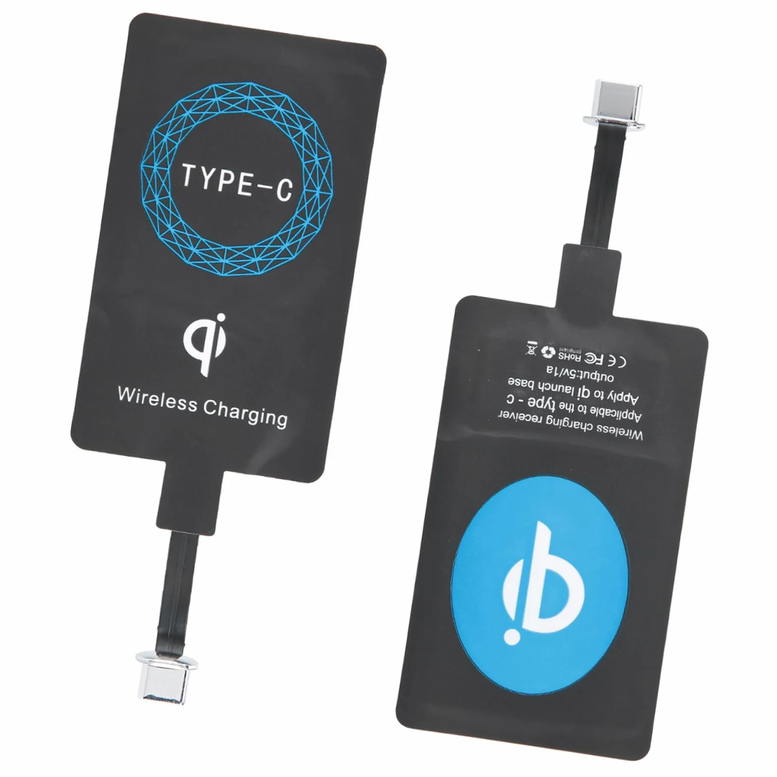 Bezprzewodowy Adapter do ładowania, Bezprzewodowa ładowarka do Telefonu, 2 szt. Bezprzewodowa ładowarka QI Typu C Samoprzylepna Naklejka Odbiornik ładujący do Telefonu Komórkowego
