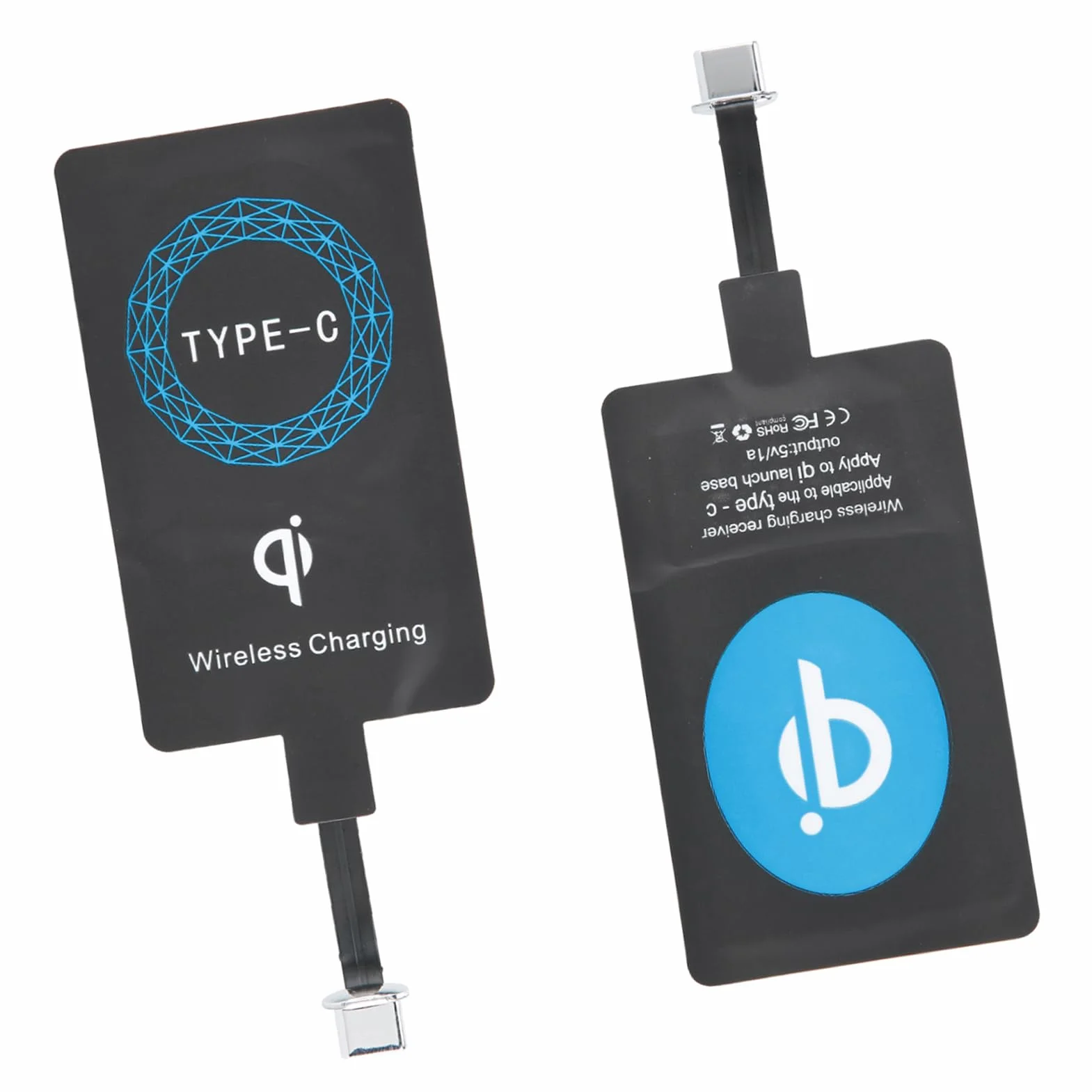 Bezprzewodowy Adapter do ładowania, Bezprzewodowa ładowarka do Telefonu, 2 szt. Bezprzewodowa ładowarka QI Typu C Samoprzylepna Naklejka Odbiornik ładujący do Telefonu Komórkowego