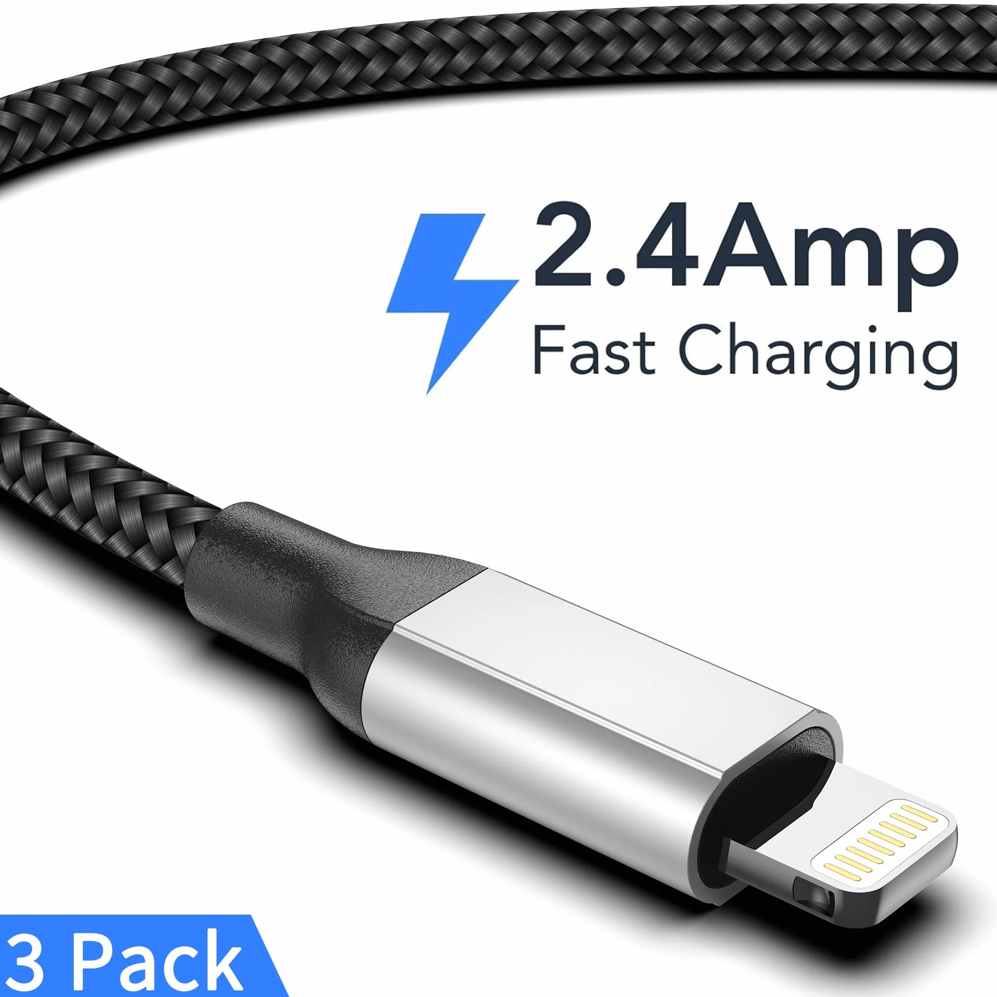 Kabel do ładowania iPhone 20 cm MFi USB na Lightning szybkie ładowanie 3 sztuki