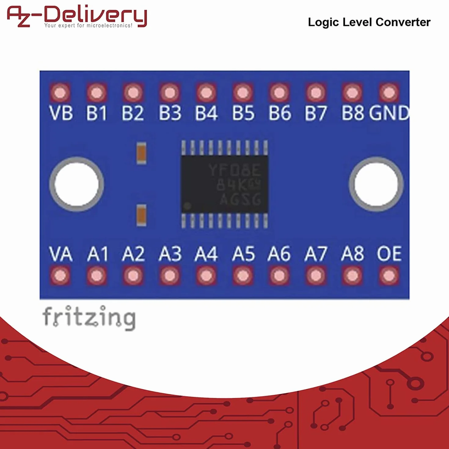 AZDelivery TXS0108E Logic Level Converter 8 Channel kompatybilny z Arduino Raspberry Pi