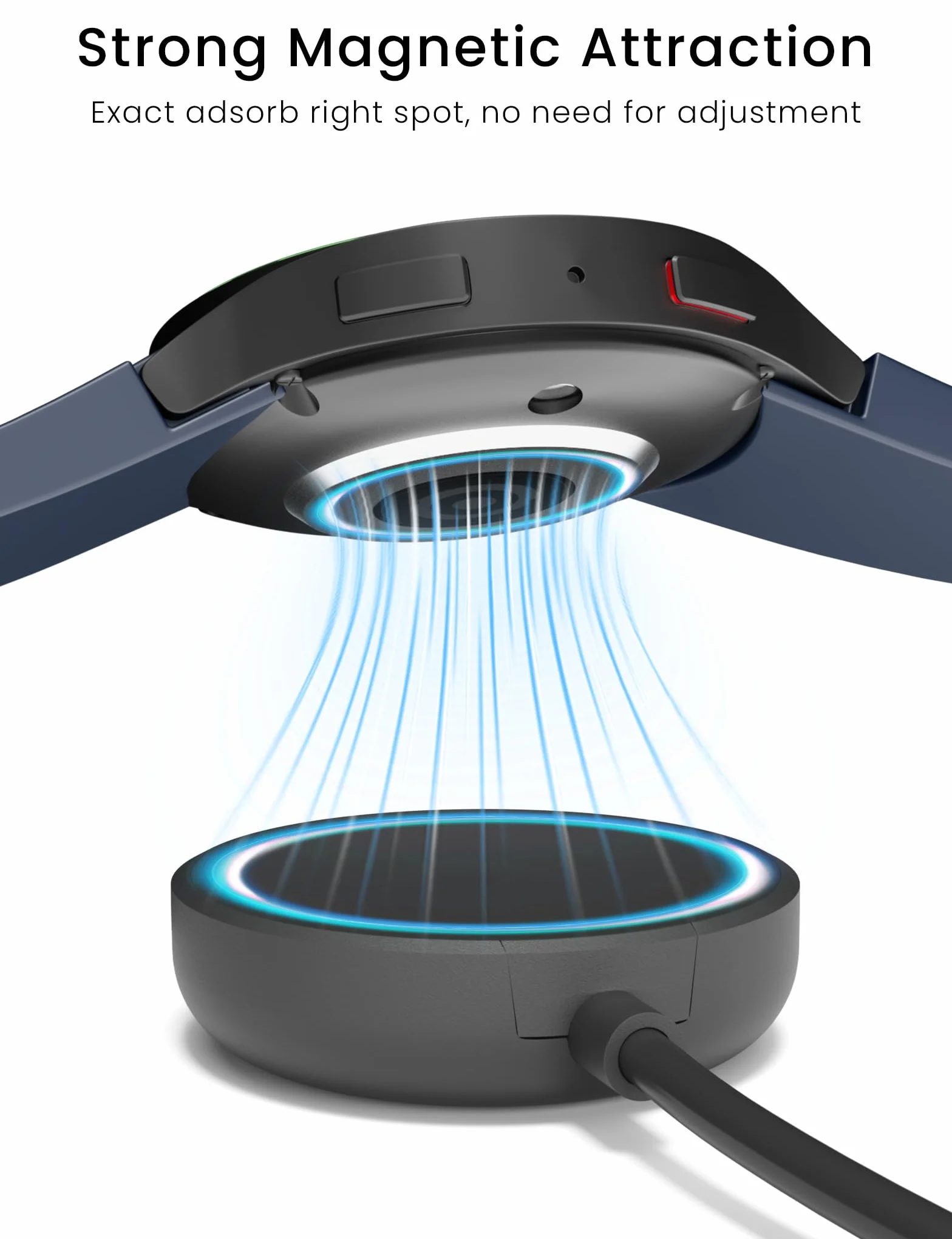 Sinoacc Ładowarka 100 cm kompatybilna z Samsung Galaxy Watch 7 / Ultra/6/6 Classic/5/5 Pro/4/4 Classic / 3 / Active 2 / Active 1/Fe, z adapterem USB na USB C, magnetyczny kabel do ładowania do zegarka