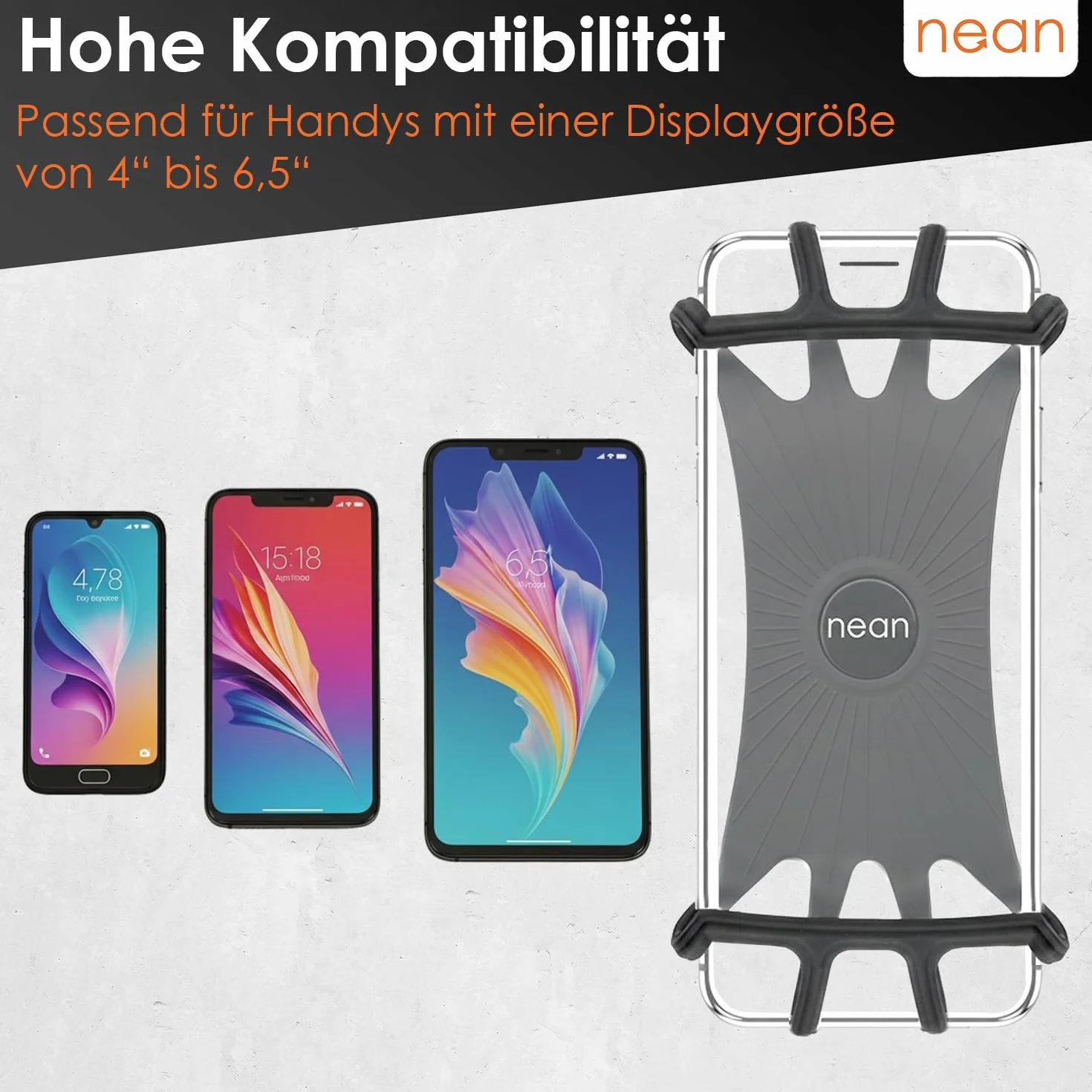 nean Silikonowy uchwyt na telefon komórkowy na kierownicę rowerową, 360°, czarny