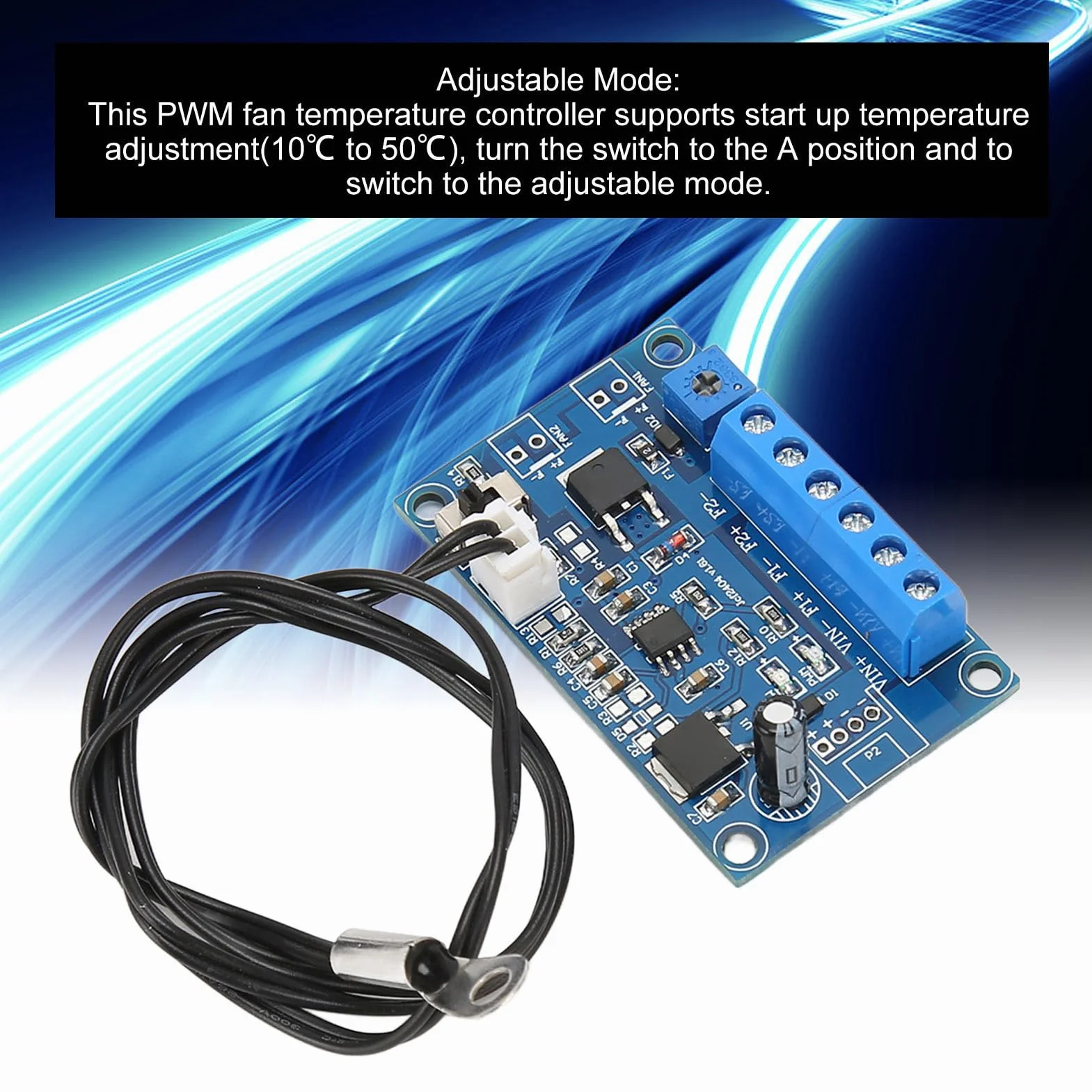 Regulator Prędkości Wentylatora PWM 12V 24V, Kabel 19,7 Cala do Komputera