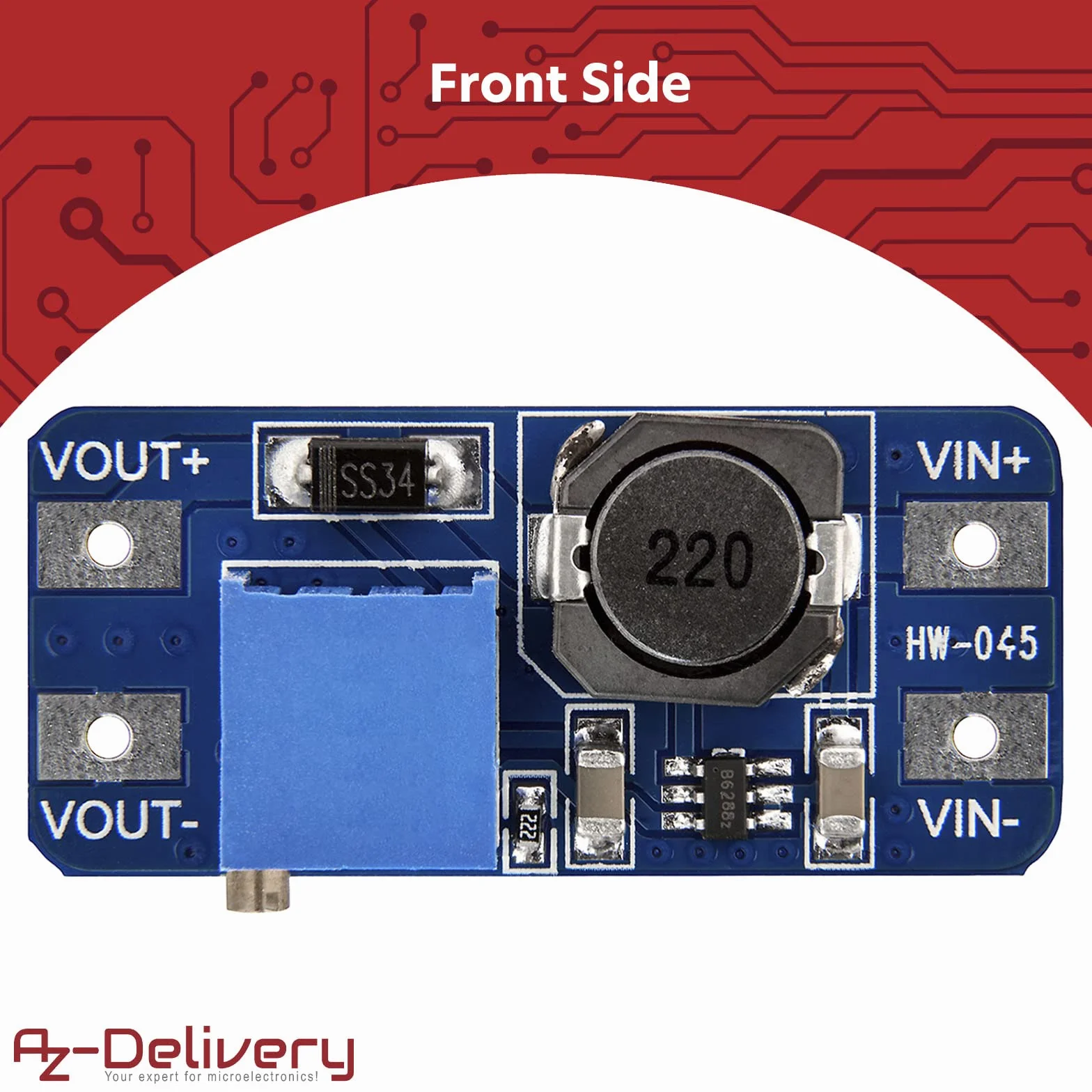 AZDelivery 5 x MT3608 DC-DC Moduł Step up kompatybilny z Arduino w tym eBook!