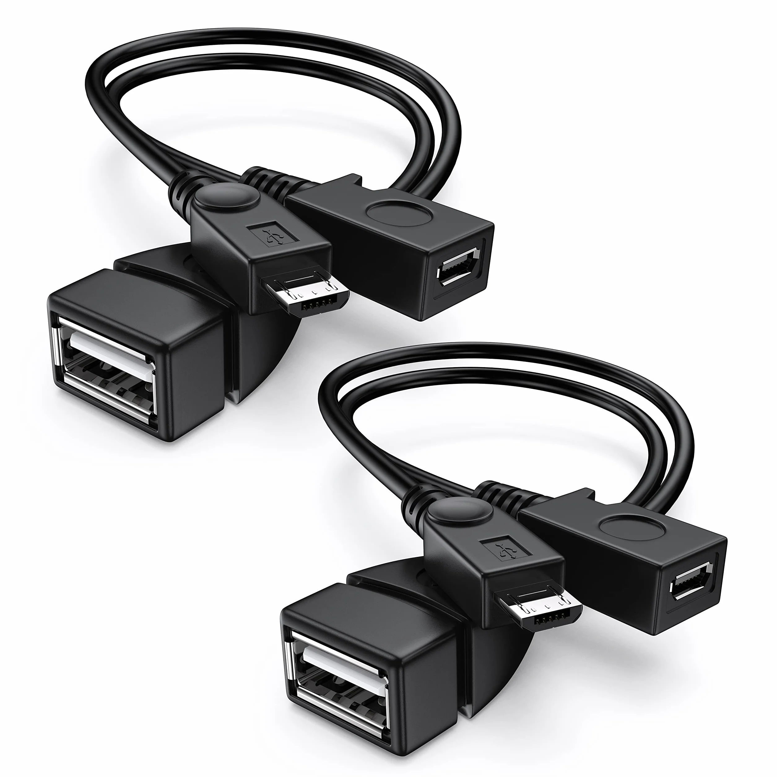[2 Pack] ANDTOBO 2-w-1 Micro USB OTG Adapter kablowy z kablem zasilającym dla Fire Stick/Urządzenia hosta etc - Czarny
