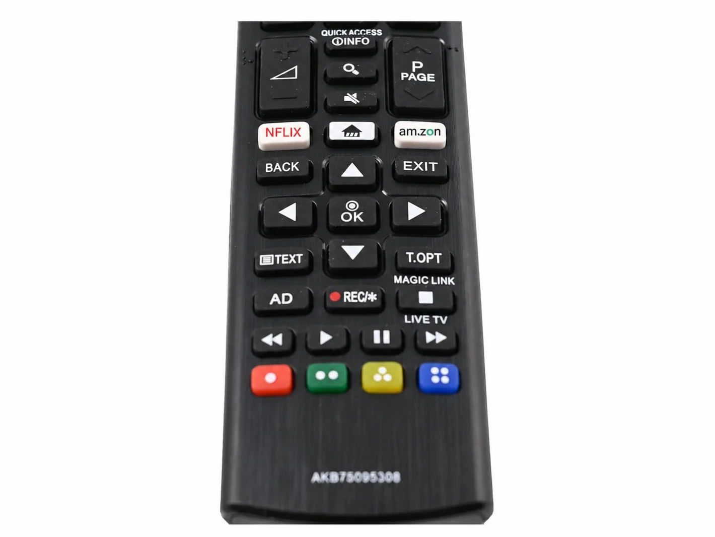Pilot zdalnego sterowania LG AKB75095308 do telewizorów LG Smart TV 2017 z serii UJ, przyciski bezpośrednie Netflix i Amazon Video
