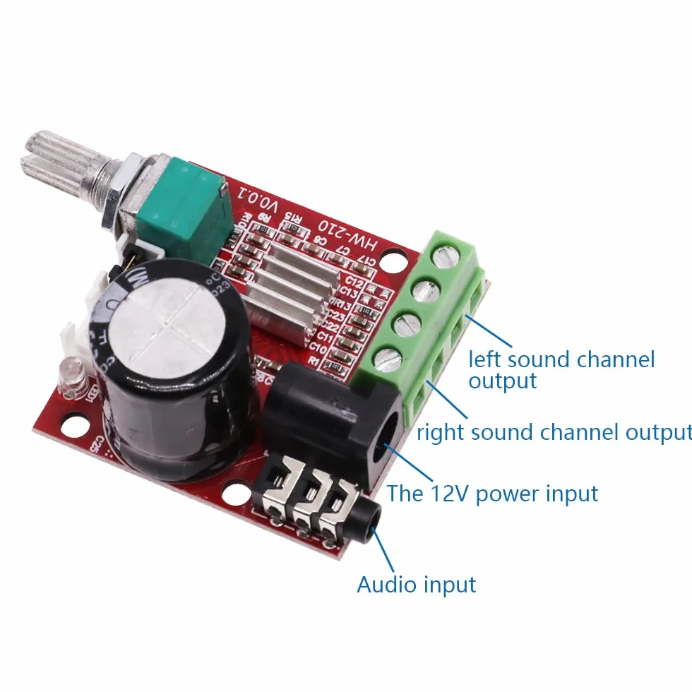 DollaTek Mini 2.0 Hi-Fi Elektroniczny Wzmacniacz Audio Stereo 10W+10W 2-Kanałowy Moduł Wzmacniacza Cyfrowego Klasy D DC 12V