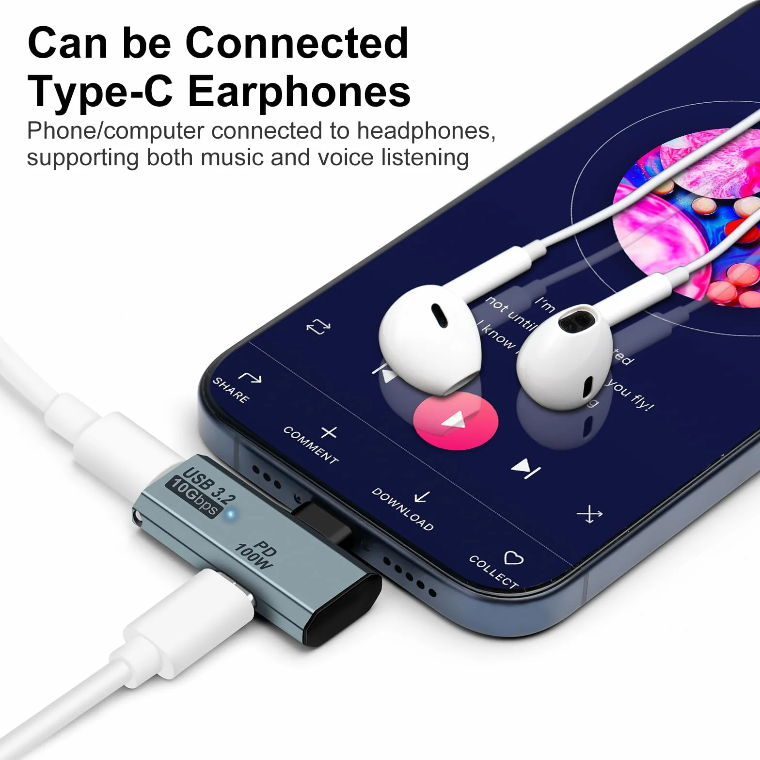 Adapter USB C OTG, typ C 100 W PD ładowanie na podwójny rozdzielacz USB C do iPhone'a 15 Pro Max, Google TV Chromecast 2020, MacBook, Samsung Galaxy S22/S23 (szary)