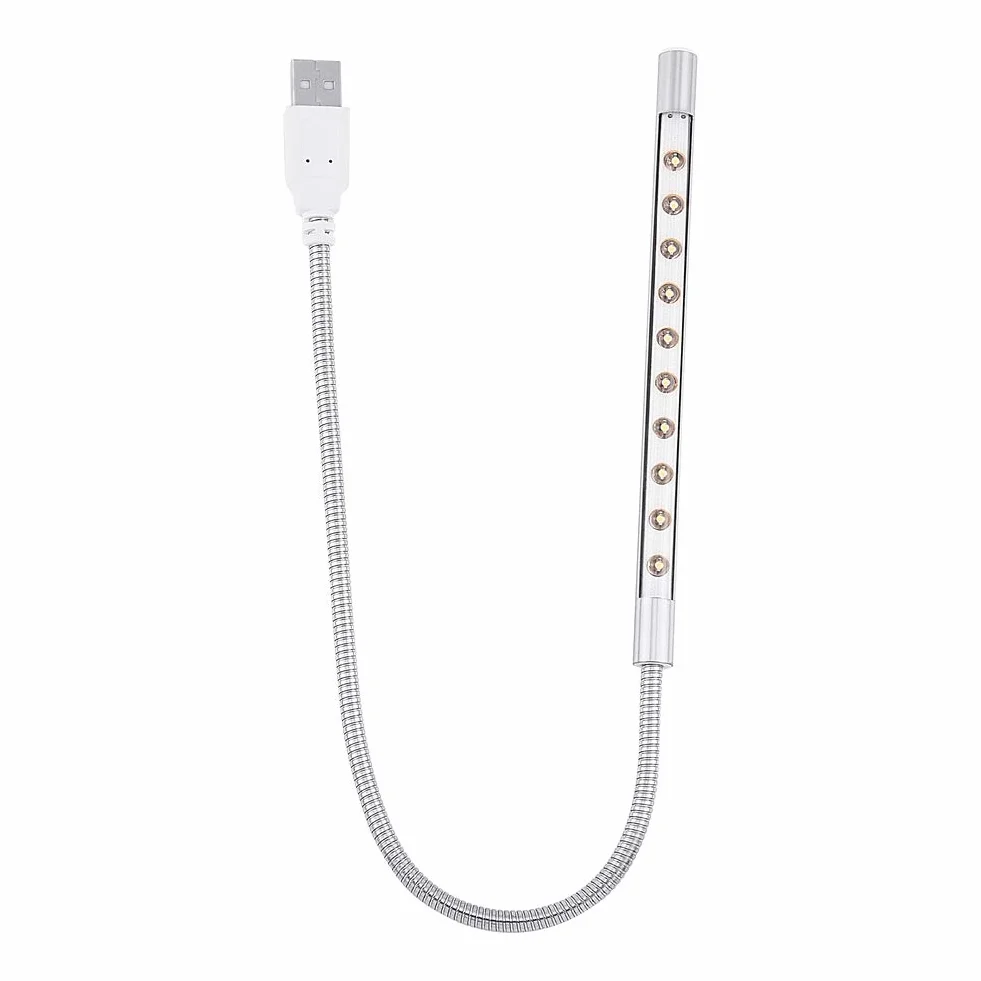 Lampa do Laptopa LED 1W USB Przenośna Klawiatura 10 Szt. Srebro