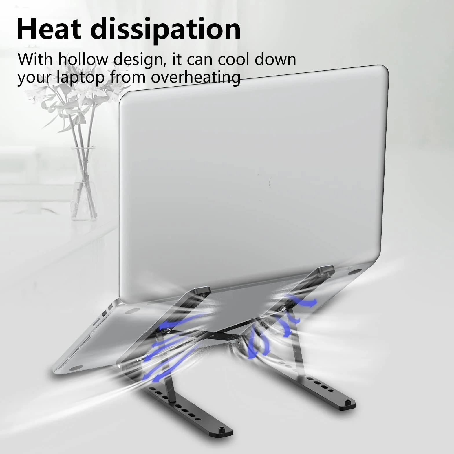 Stojak na Laptopa, Podstawka do Laptopa, Regulowany Laptop Stand ABS+Silikonowy, Składany Przenośny Uchwyt na Laptopa, Wentylowany Chłodzący Stojak na Notebooka do Laptopów 10–15,6 Cala, Tablet